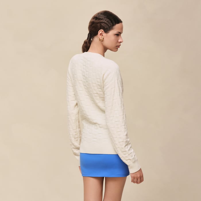 Blanc Naturel "Medor" Long-sleeve Cardigan
