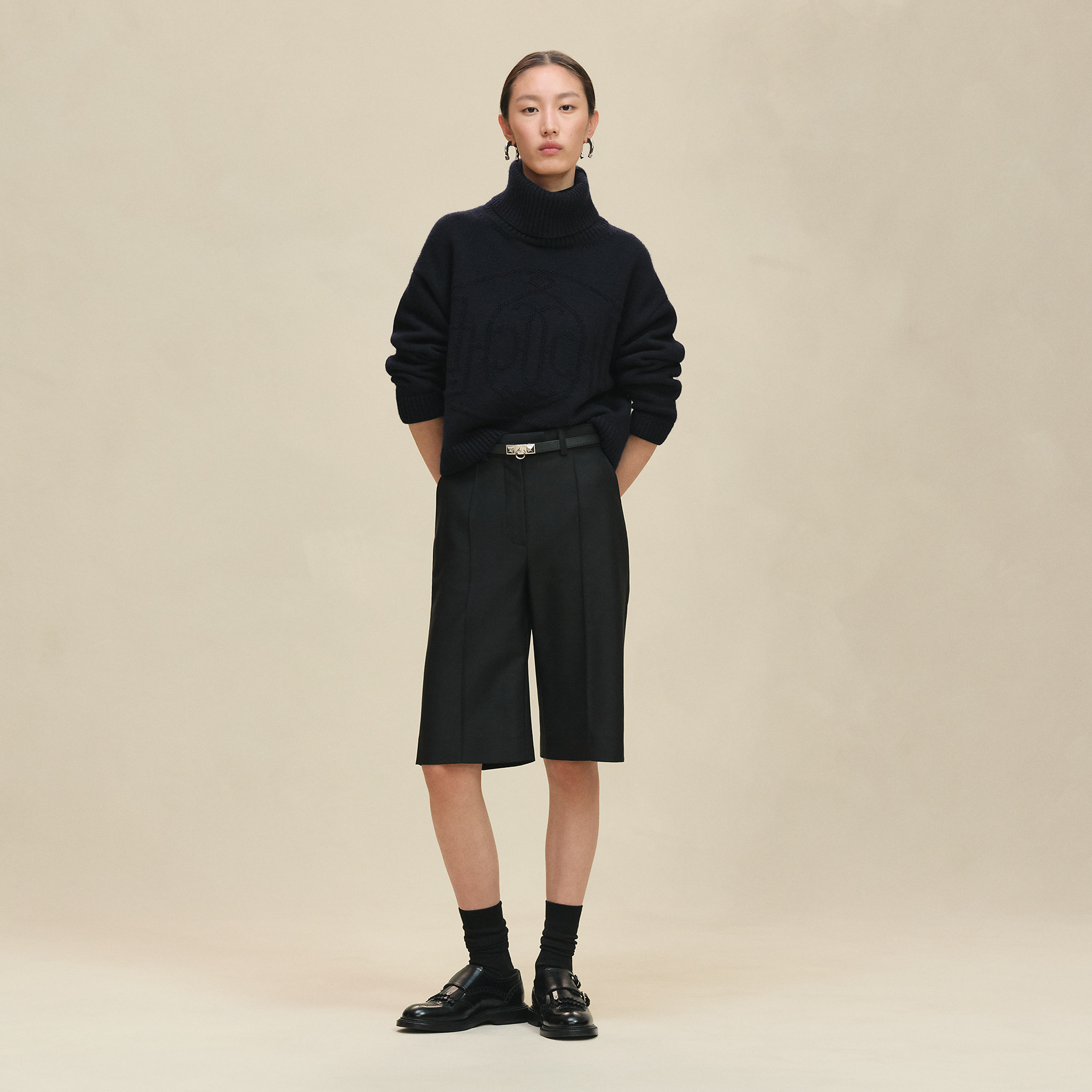 Cashmere "H Lift" long-sleeve sweater