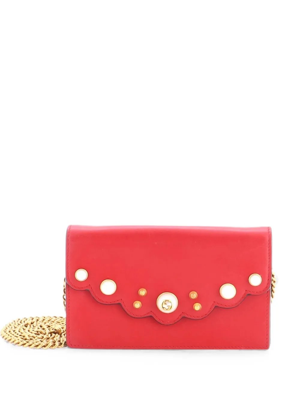 Pearly Peony Wallet on Chain Leather Mini shoulder bag