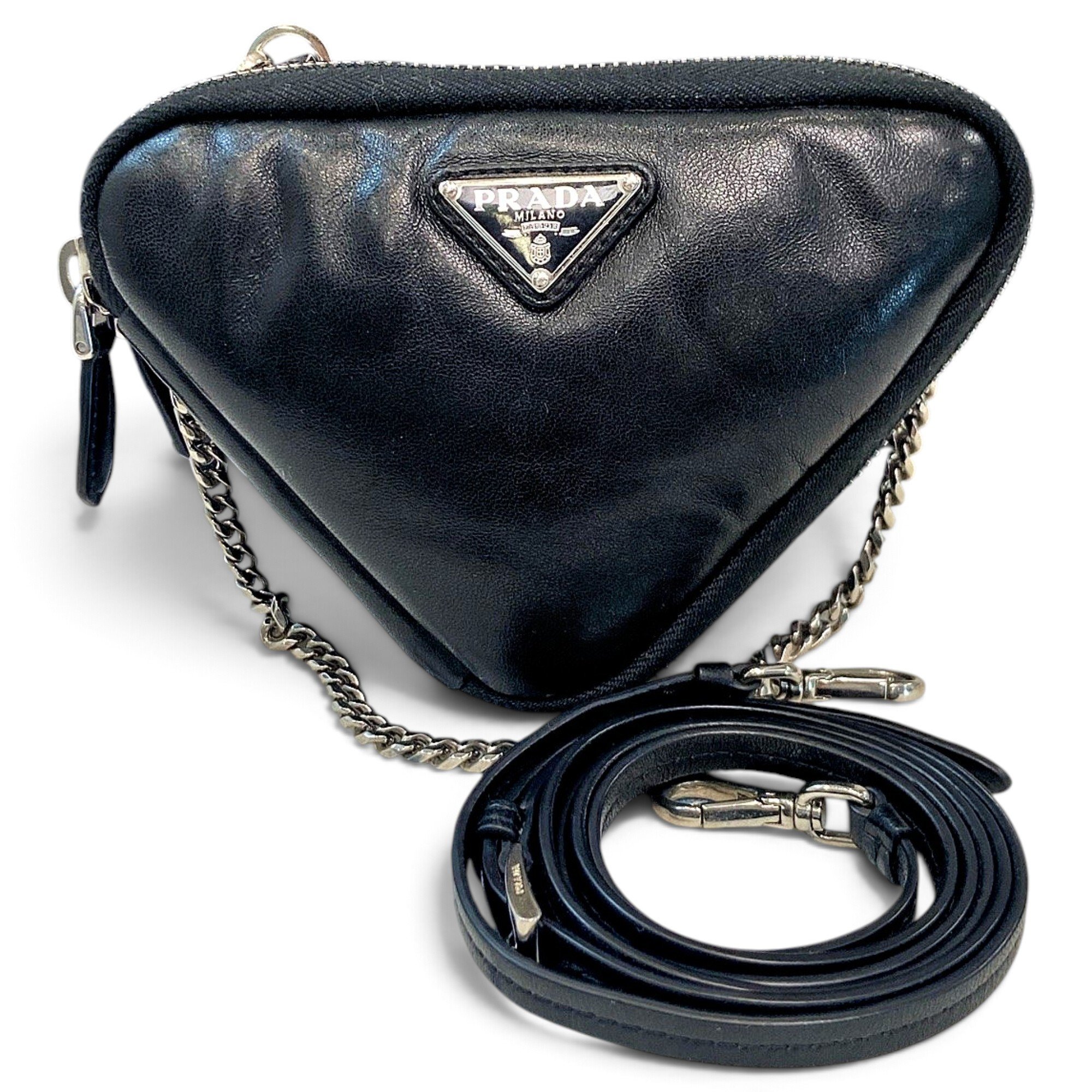 Triangle leather crossbody bag