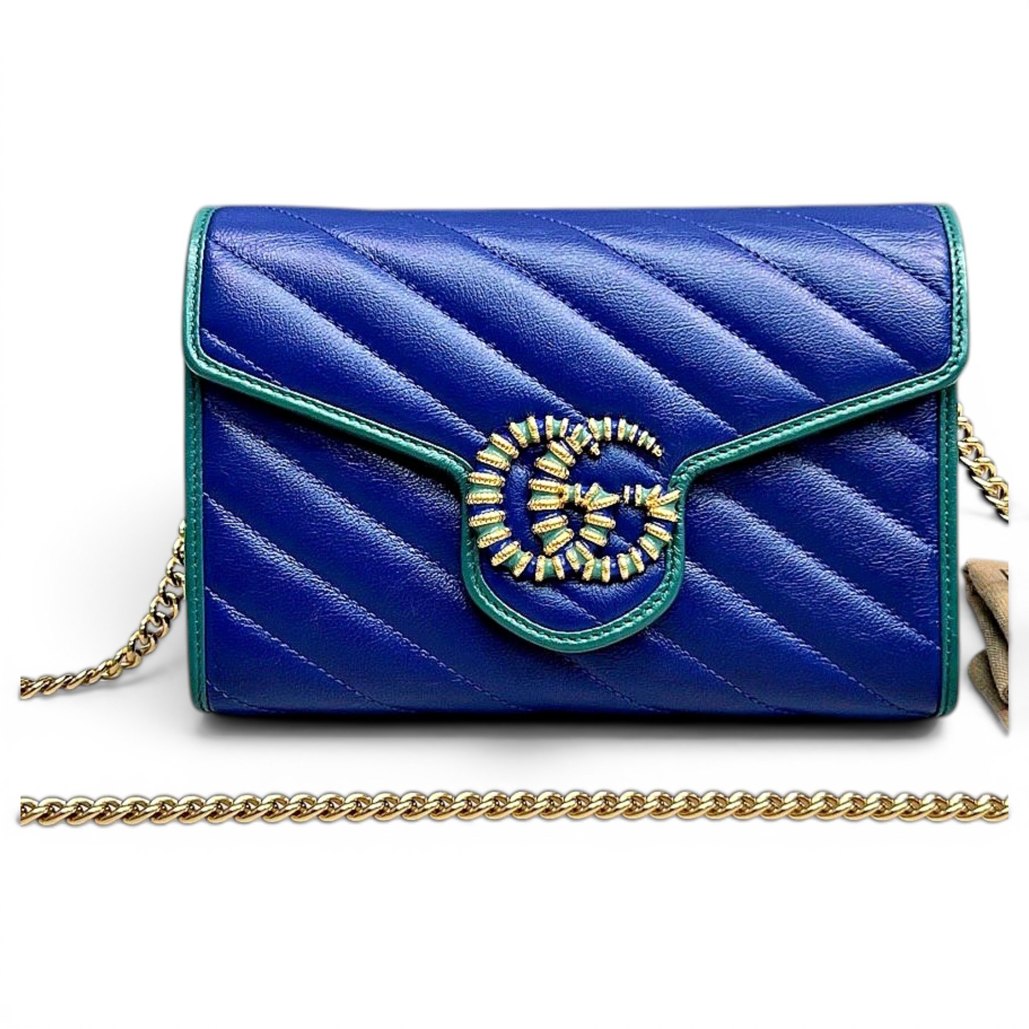 Pearly GG Marmont Chain Wallet leather crossbody bag