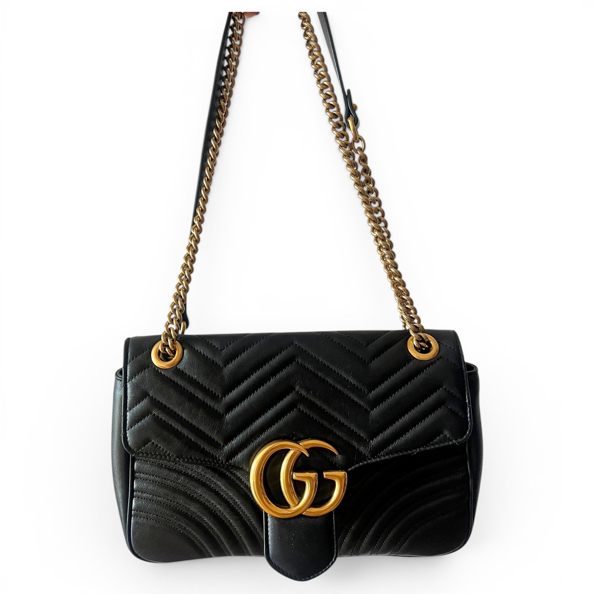 Pearly GG Marmont Flap leather crossbody bag