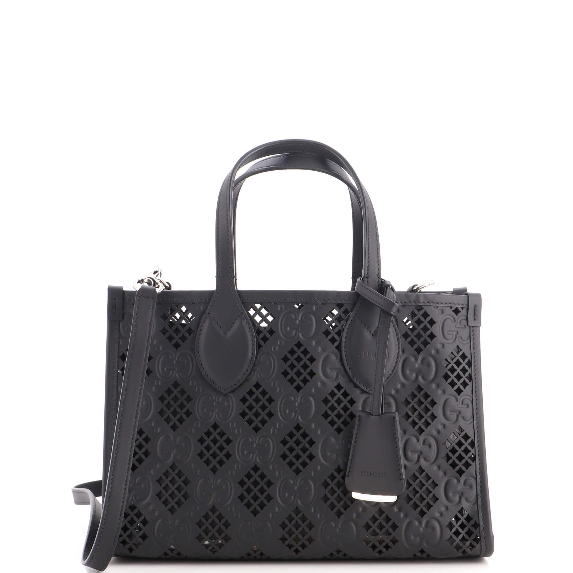 Convertible Tote GG Debossed Laser Cut Leather Small