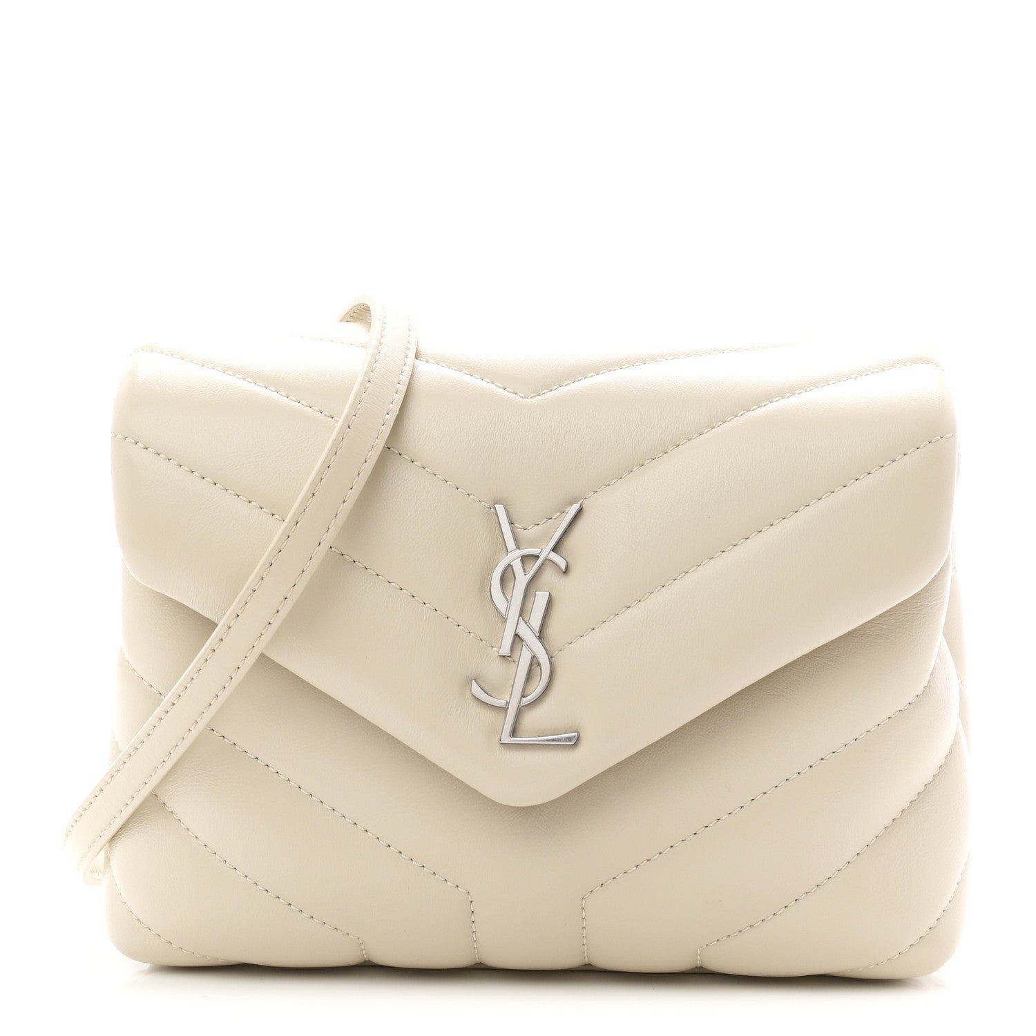 Saint Laurent Calfskin Y Quilted Monogram Toy Loulou Satchel Ivory
