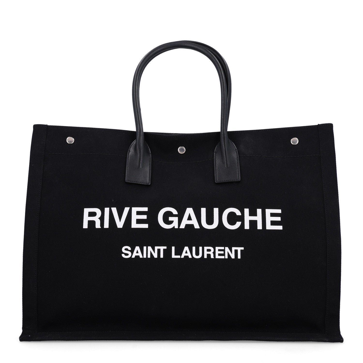 Saint Laurent Linen Calfskin Rive Gauche Tote Black