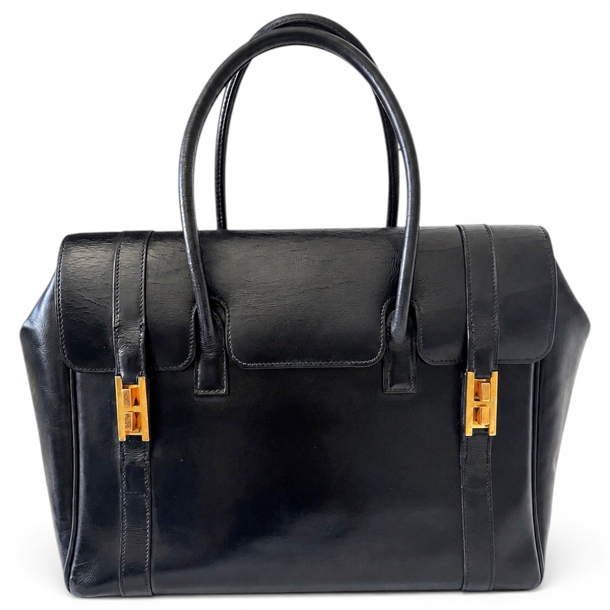 Drag leather handbag