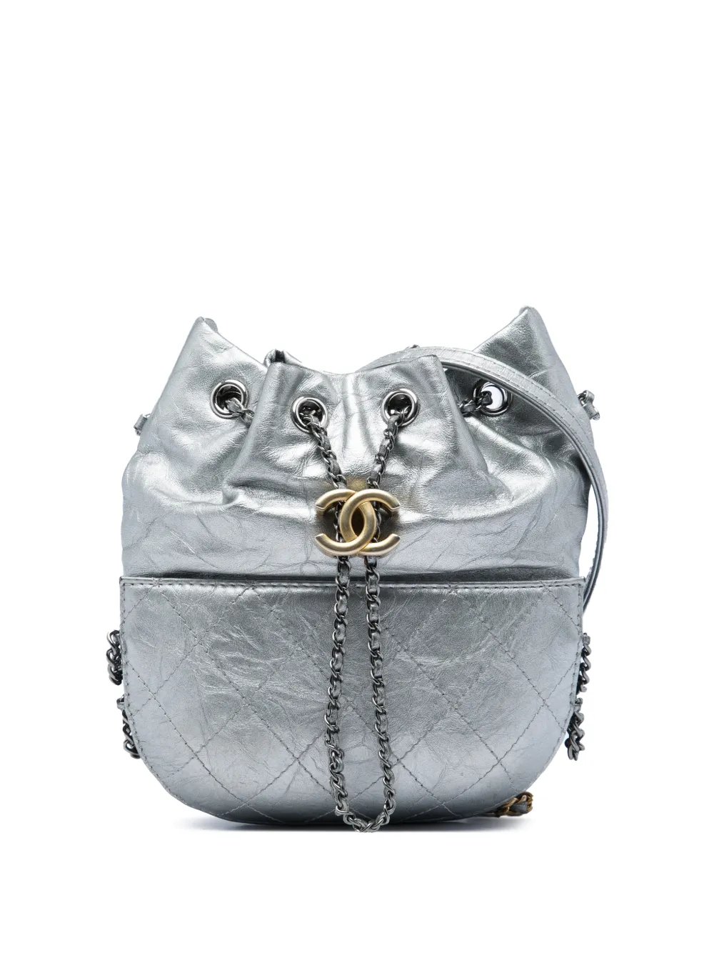 2016-2017 Small Quilted Metallic Aged Calfskin Gabrielle bucket bag