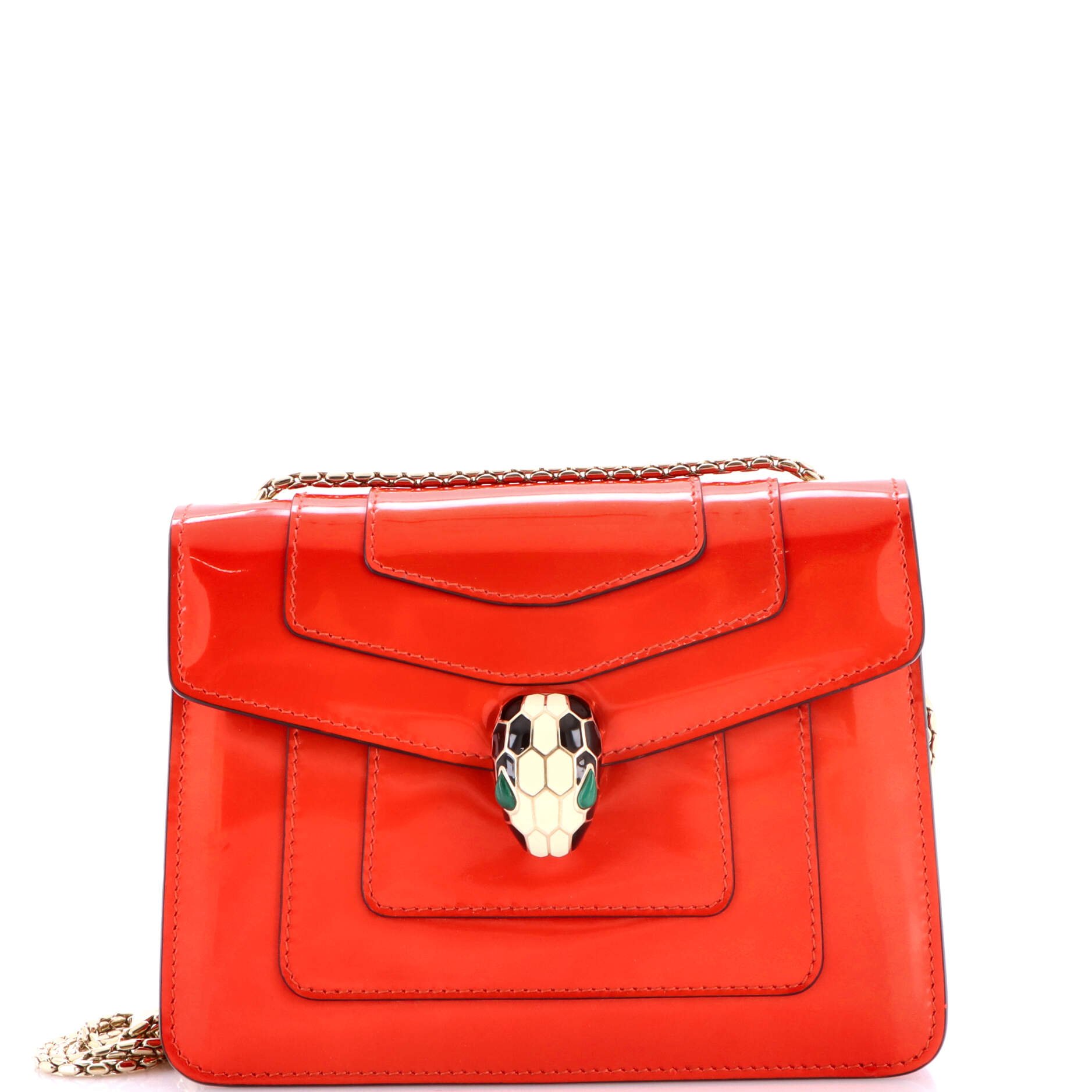 Serpenti Forever Square Shoulder Bag Metallic Leather Small
