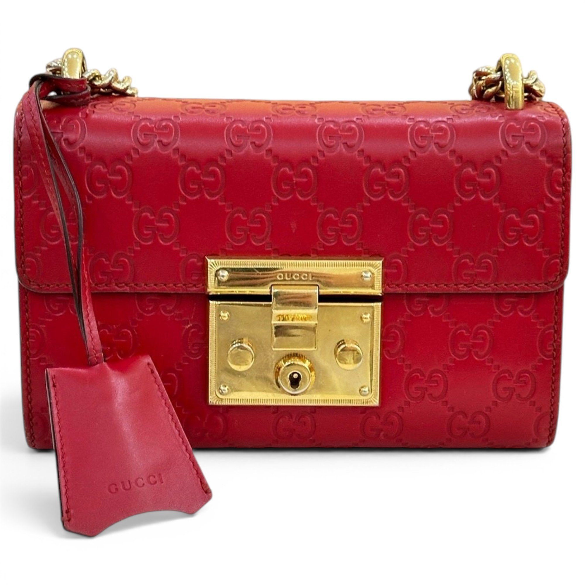 Padlock leather handbag