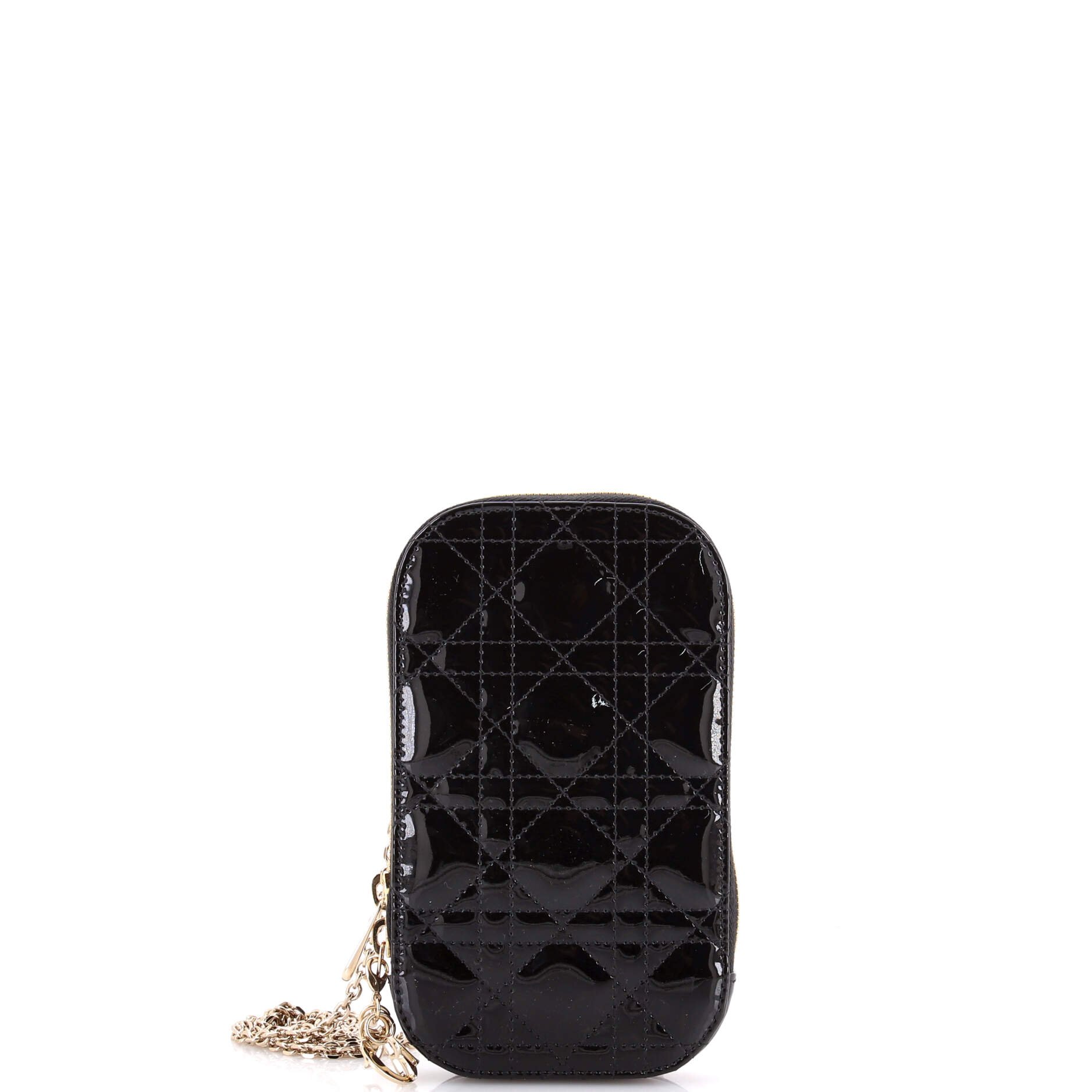 Lady Dior Phone Holder on Chain Cannage Quilt Patent