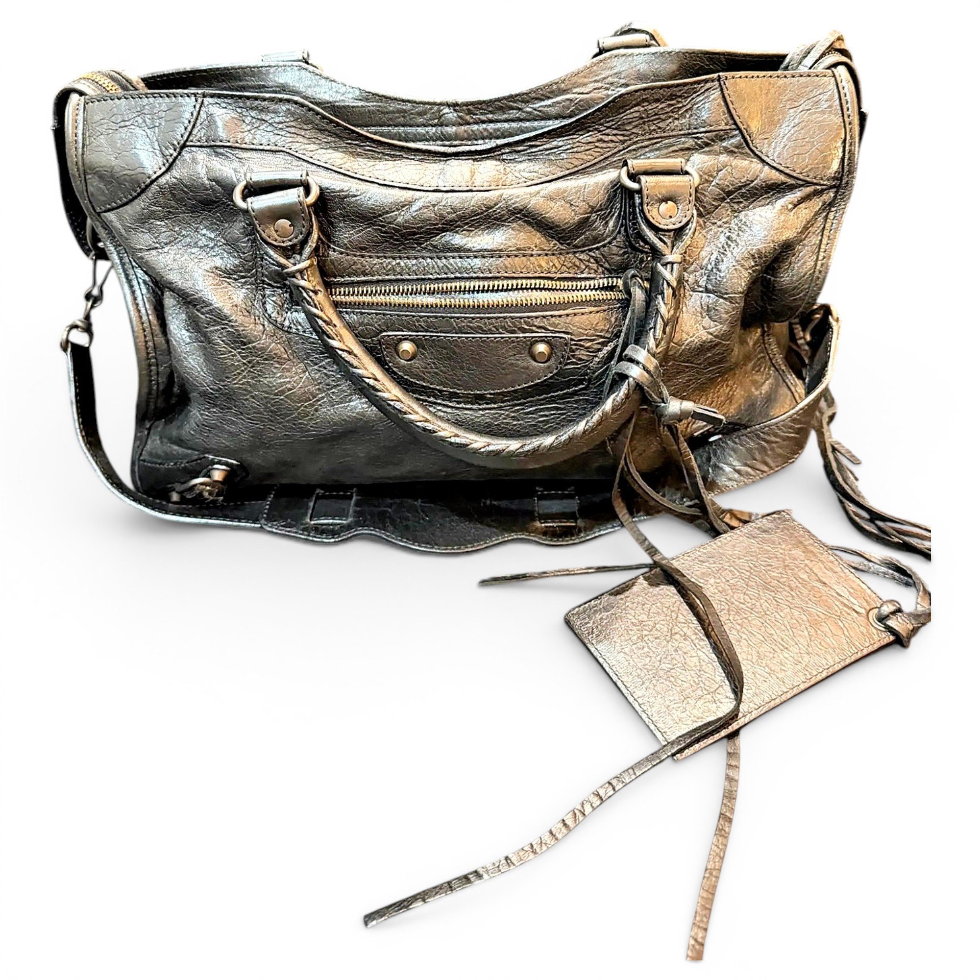 Classic Metalic leather handbag