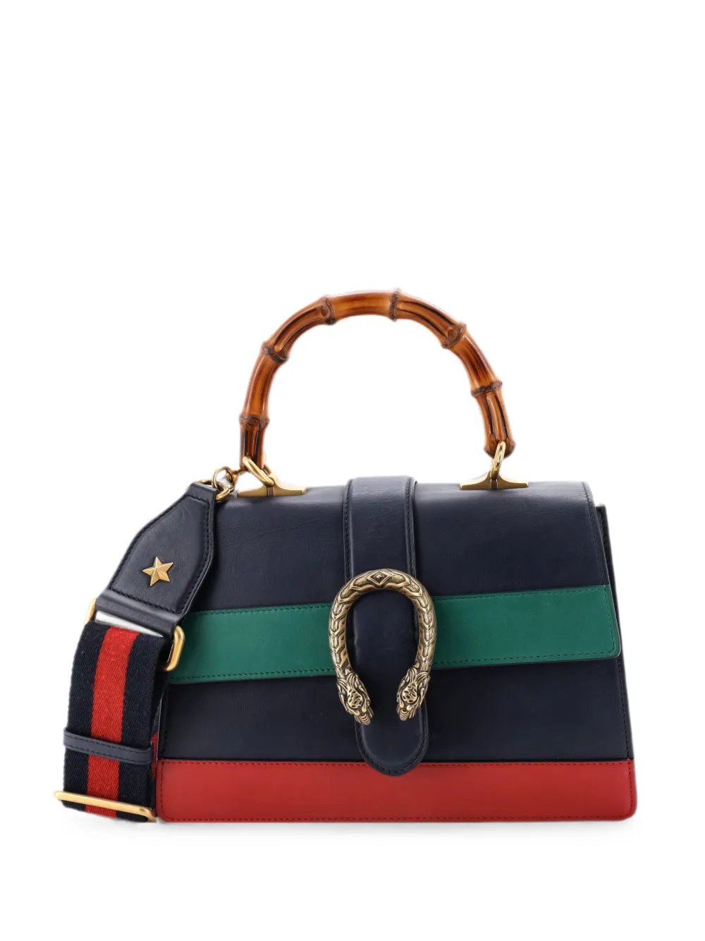 Dionysus Bamboo Top Handle Bag Colorblock Leather Medium satchel