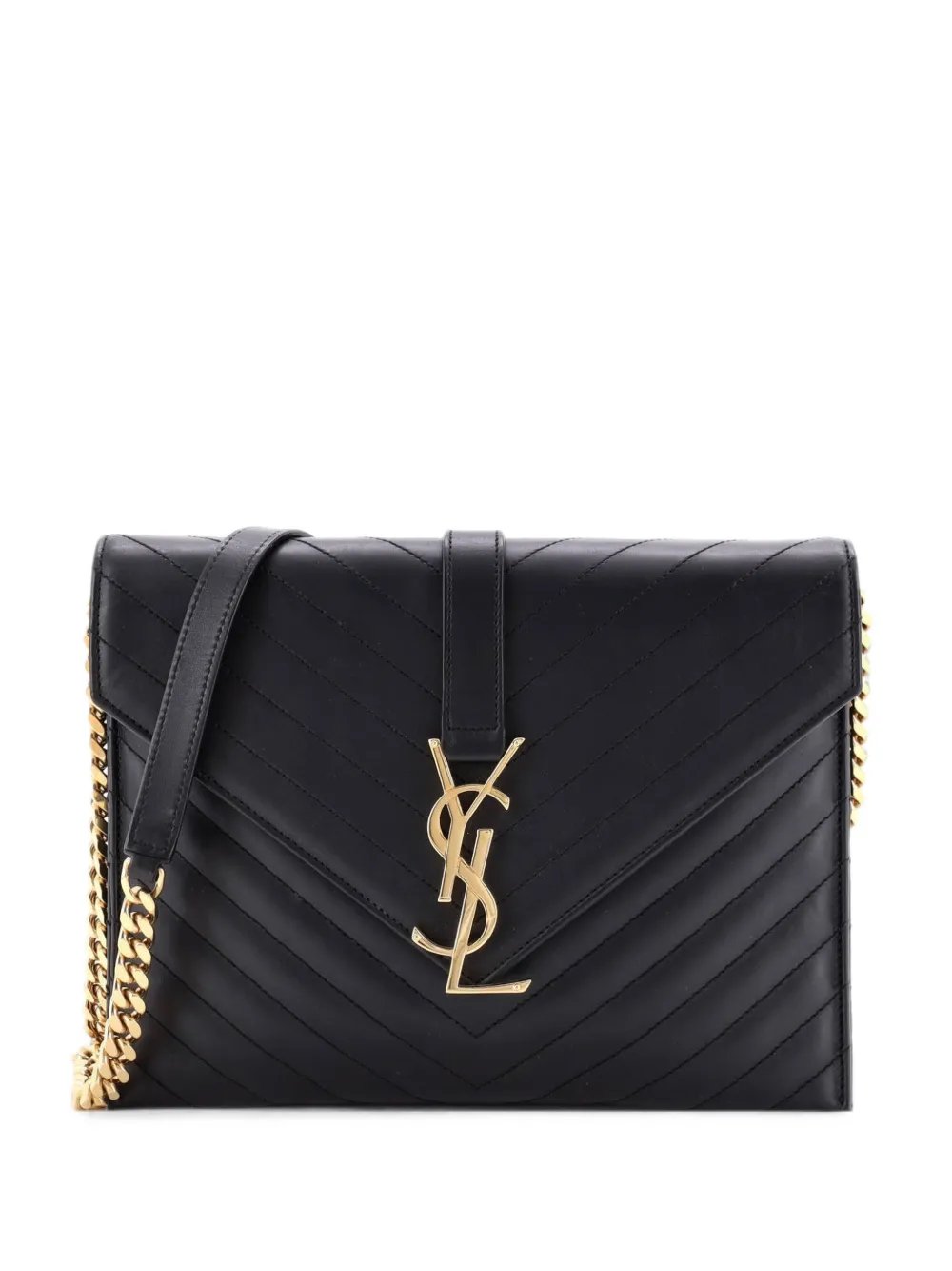 Classic Monogram Envelope Chain Bag Matelasse Chevron Leather Medium shoulder bag