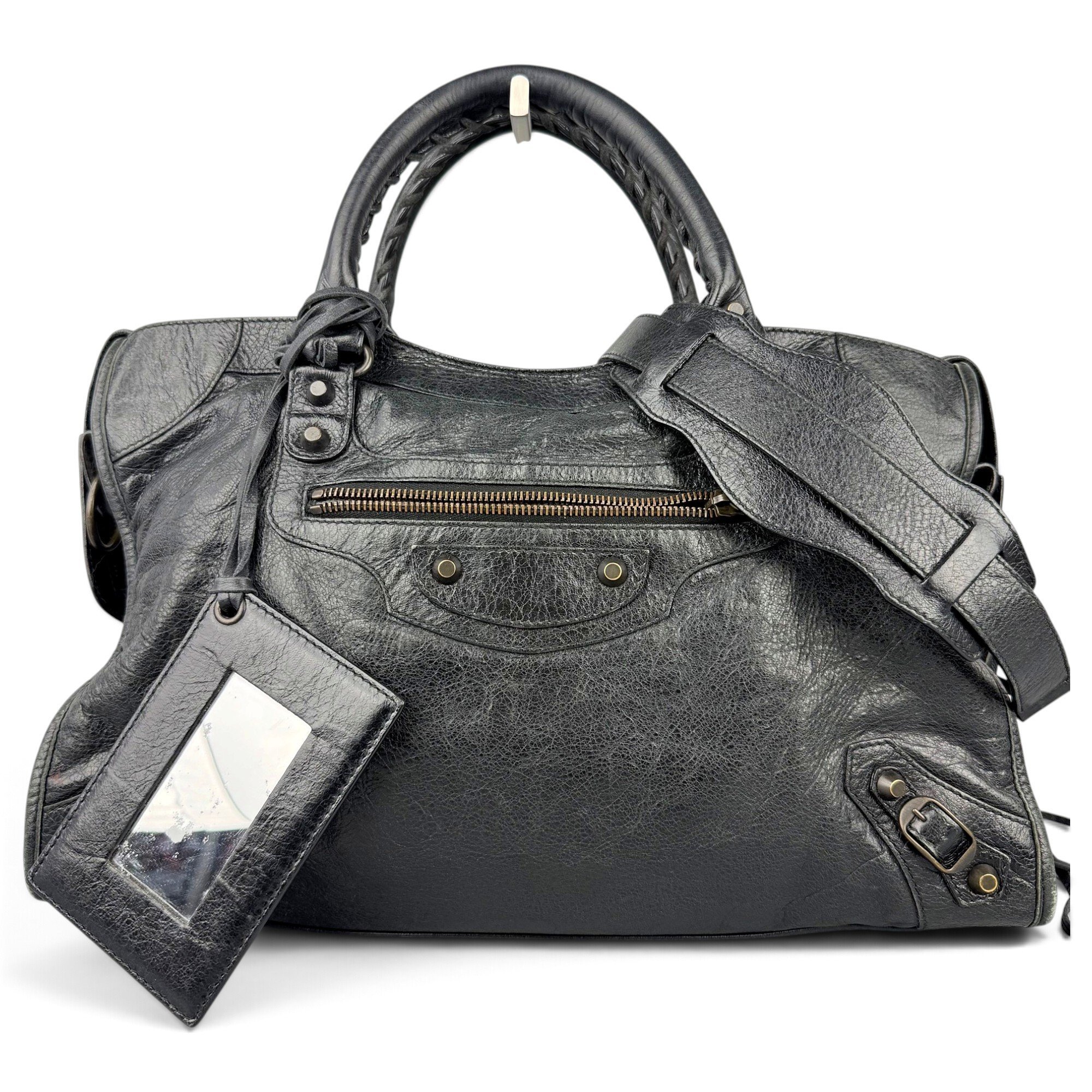 City leather handbag