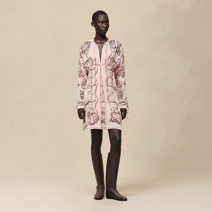 Rose Opaline "Ferronnerie Remix" Knotted Collar Dress