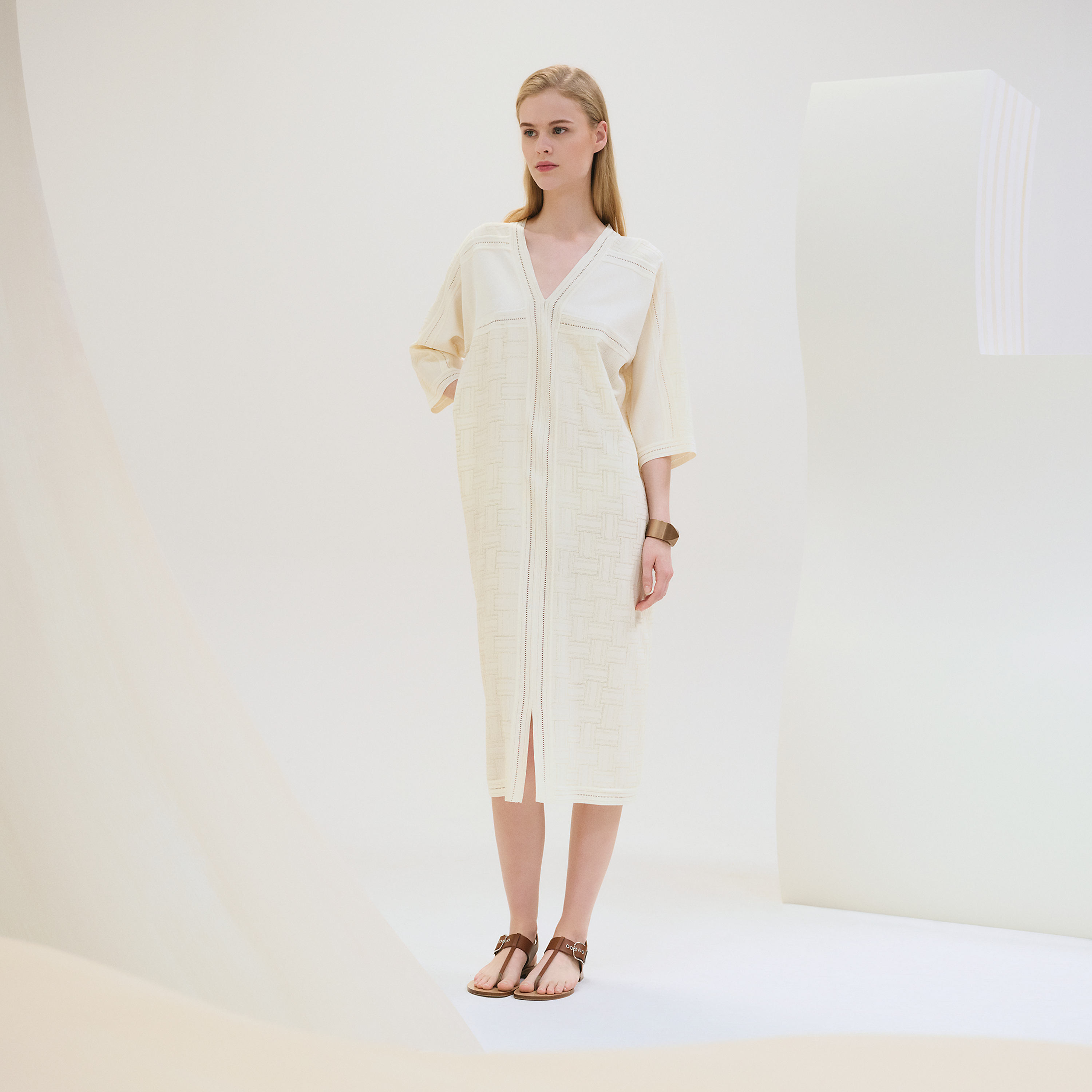 "Crepe Envers Satin" twillaine caftan dress