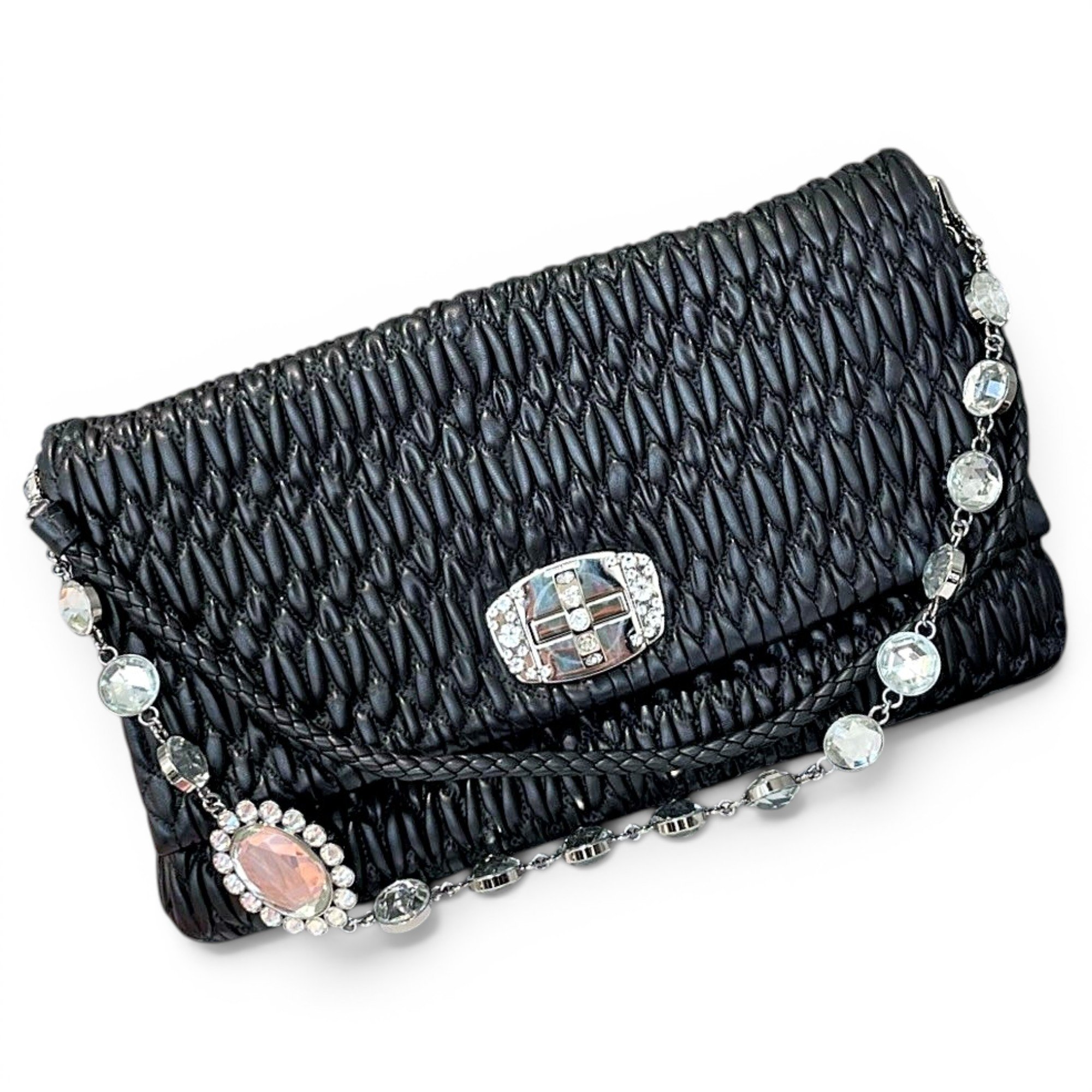 Miu Crystal leather handbag