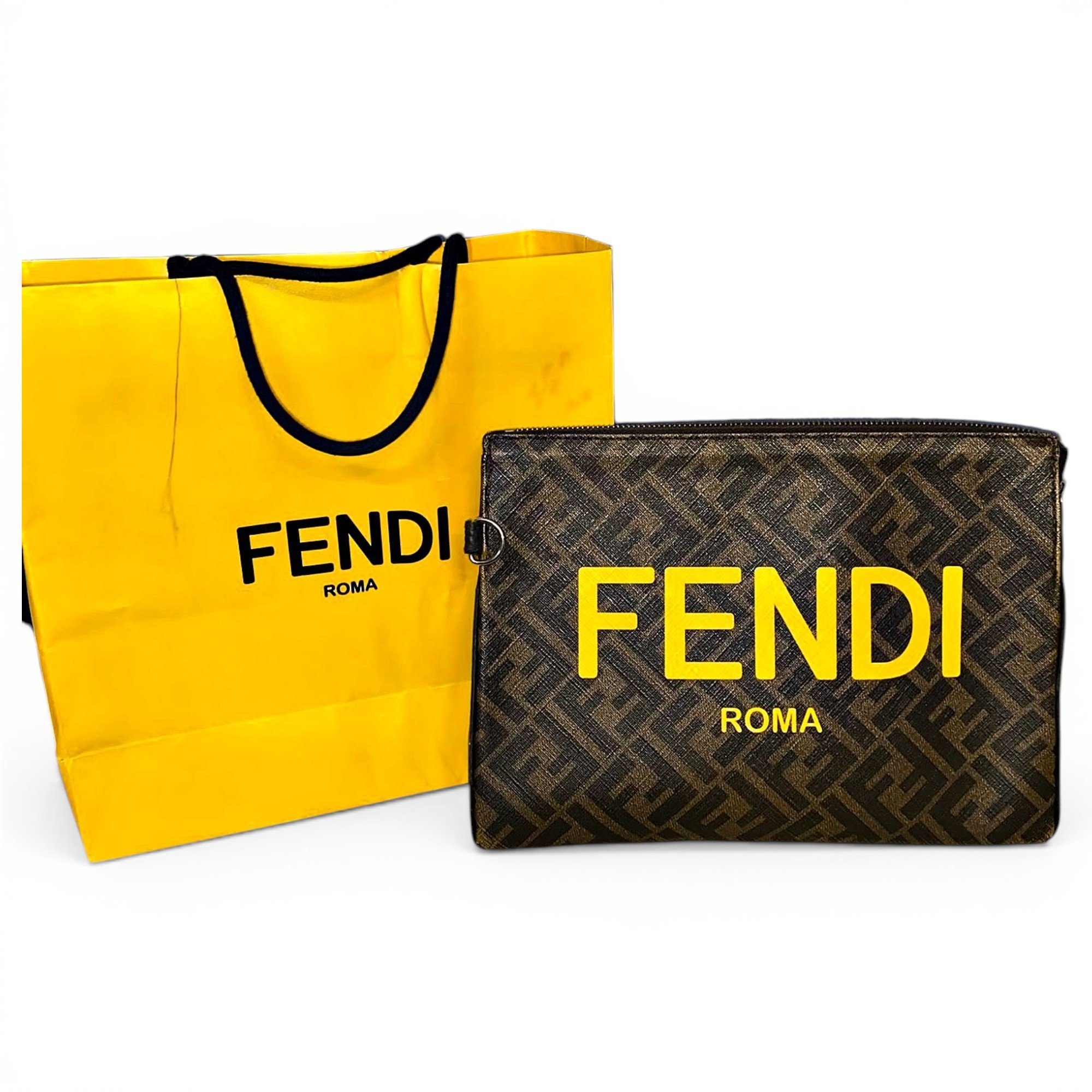 FF cloth clutch bag