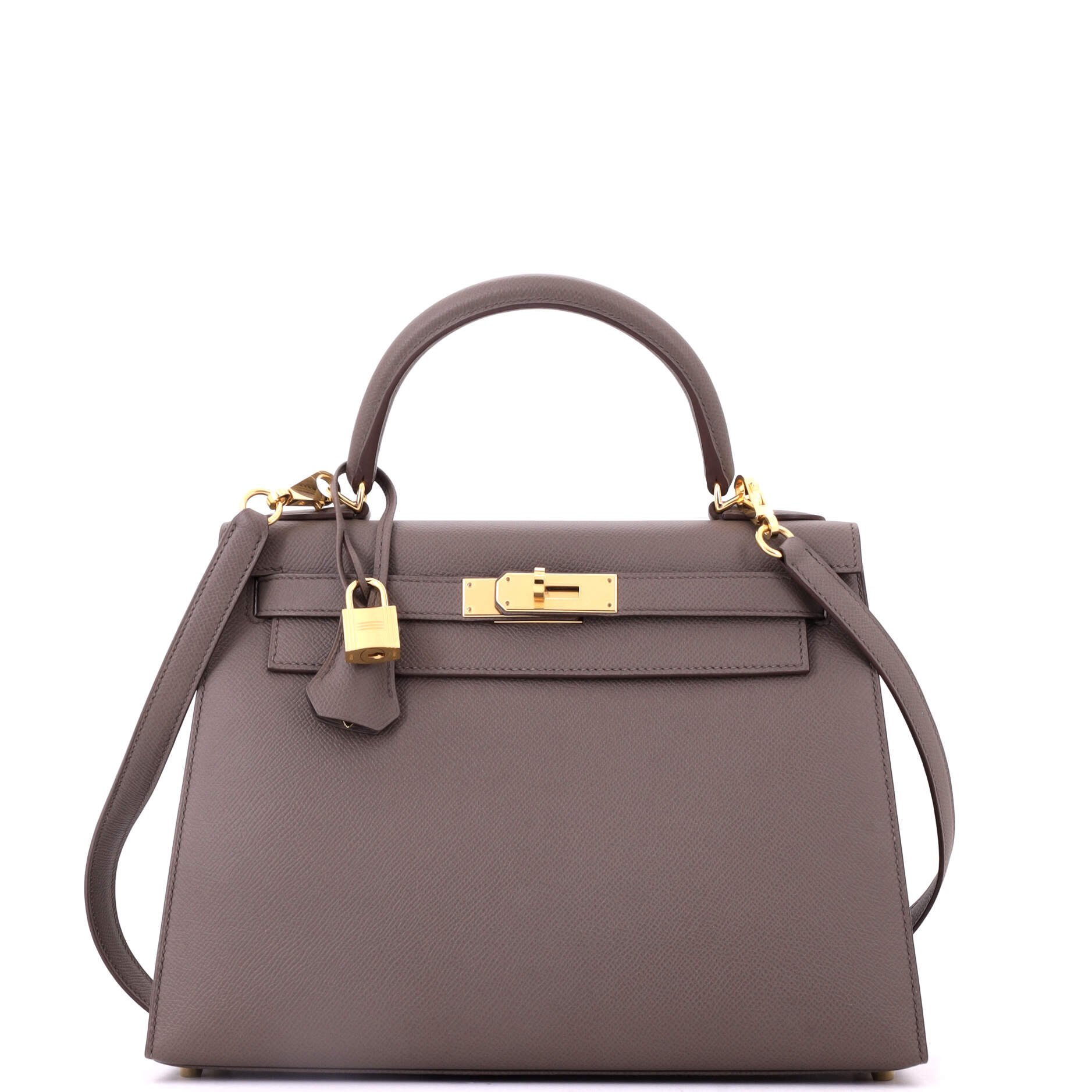 Kelly Handbag Grey Epsom with Gold Hardware 28