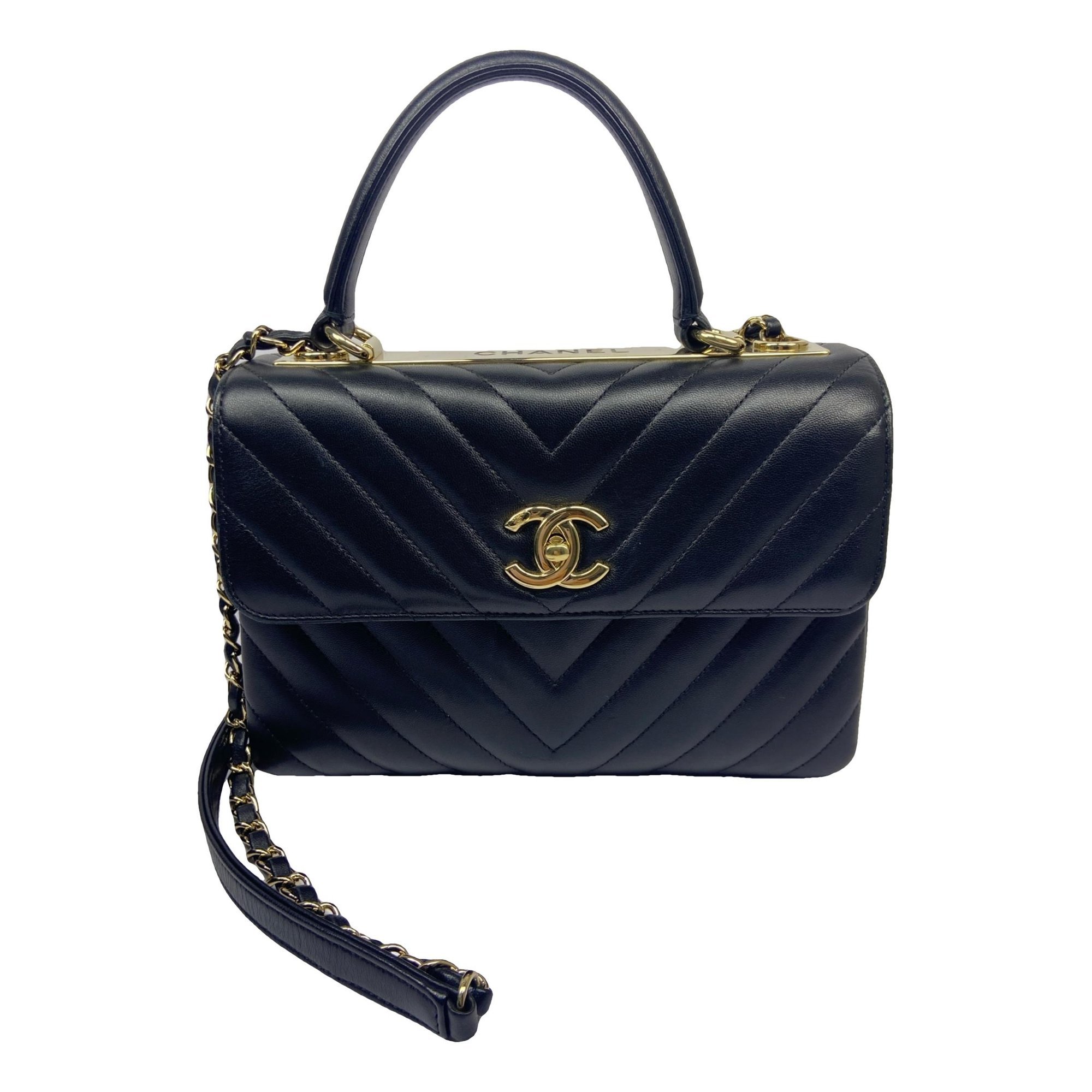 Trendy CC Top Handle leather handbag