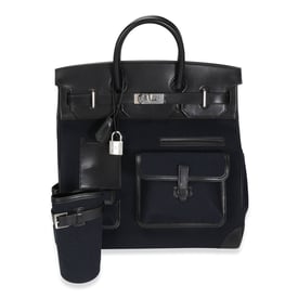 Hermes Bleu Marine Toile Black Box Cargo HAC Birkin 40 PHW