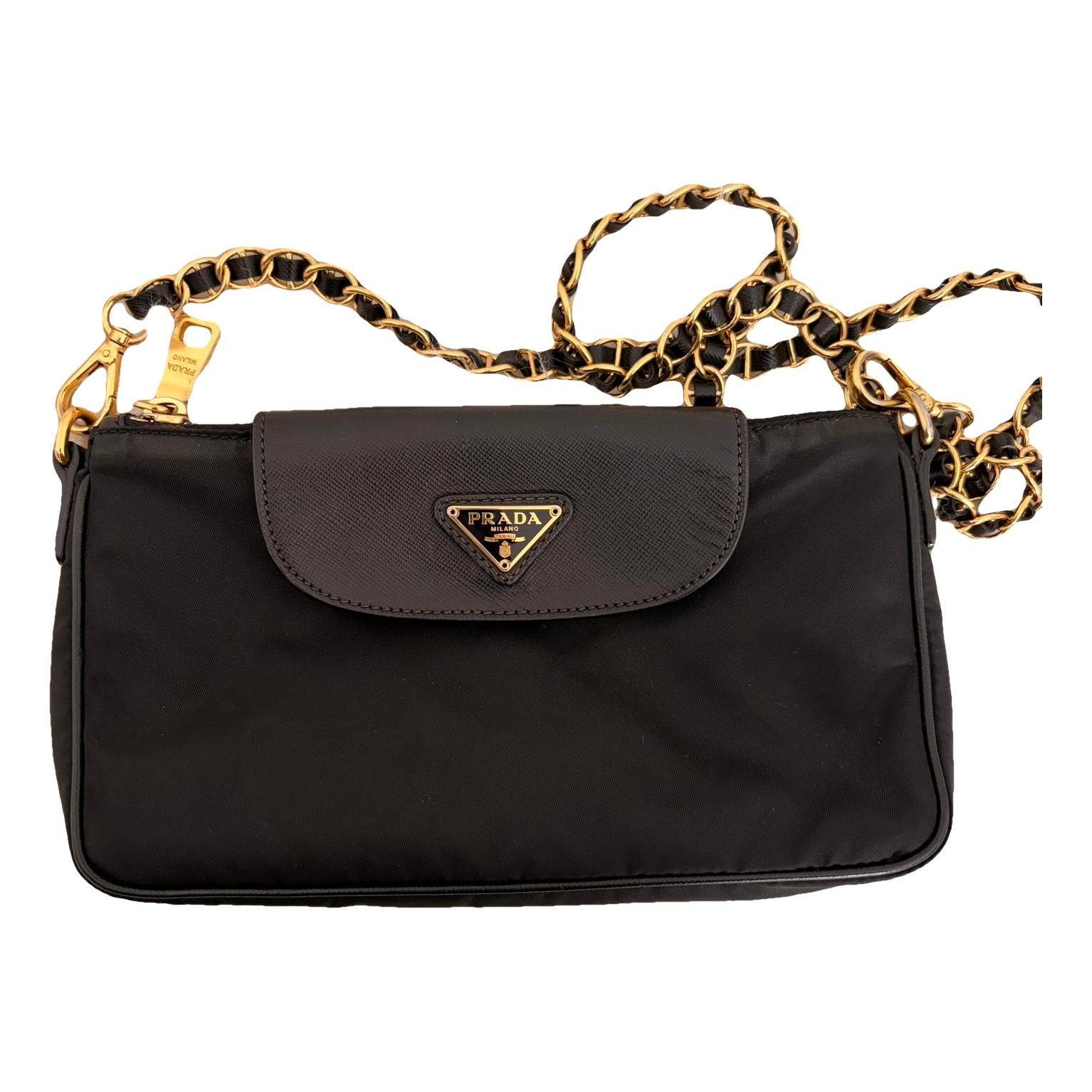 Re-Nylon leather clutch bag