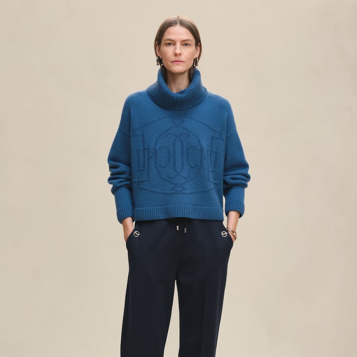 Bleu Payne Cashmere "H Lift" Long-sleeve Sweater