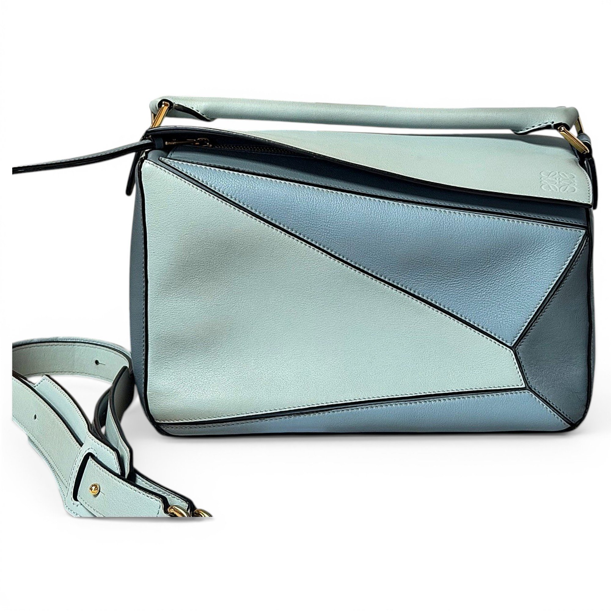 Puzzle leather handbag
