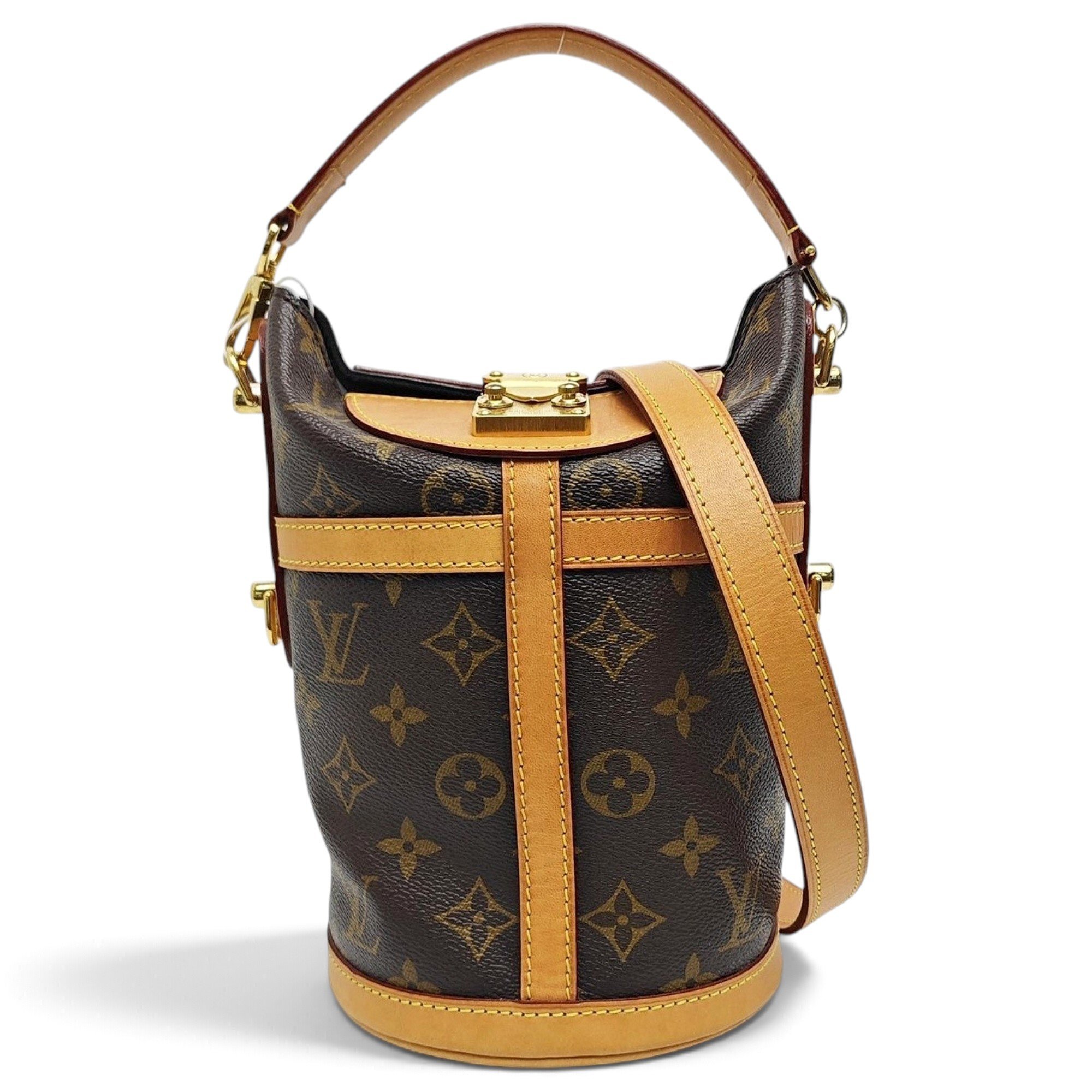 Duffle leather handbag