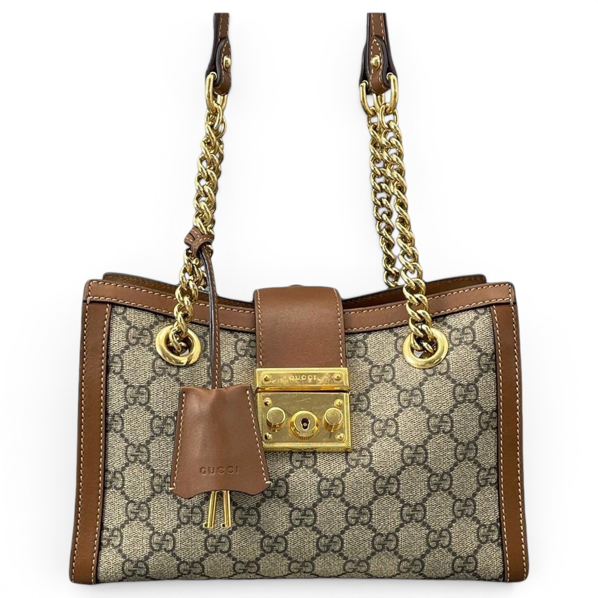 Padlock leather handbag