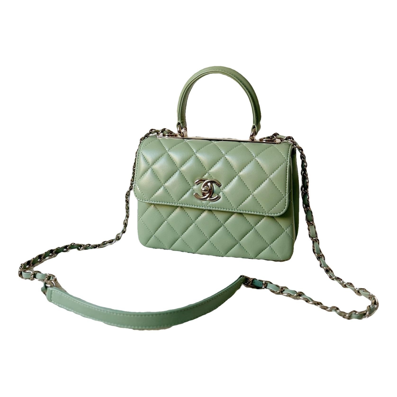 Trendy CC Top Handle leather handbag