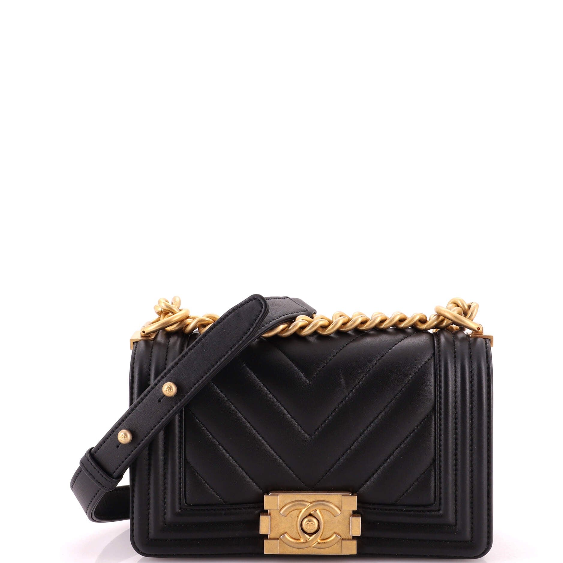 Boy Flap Bag Chevron Calfskin Small