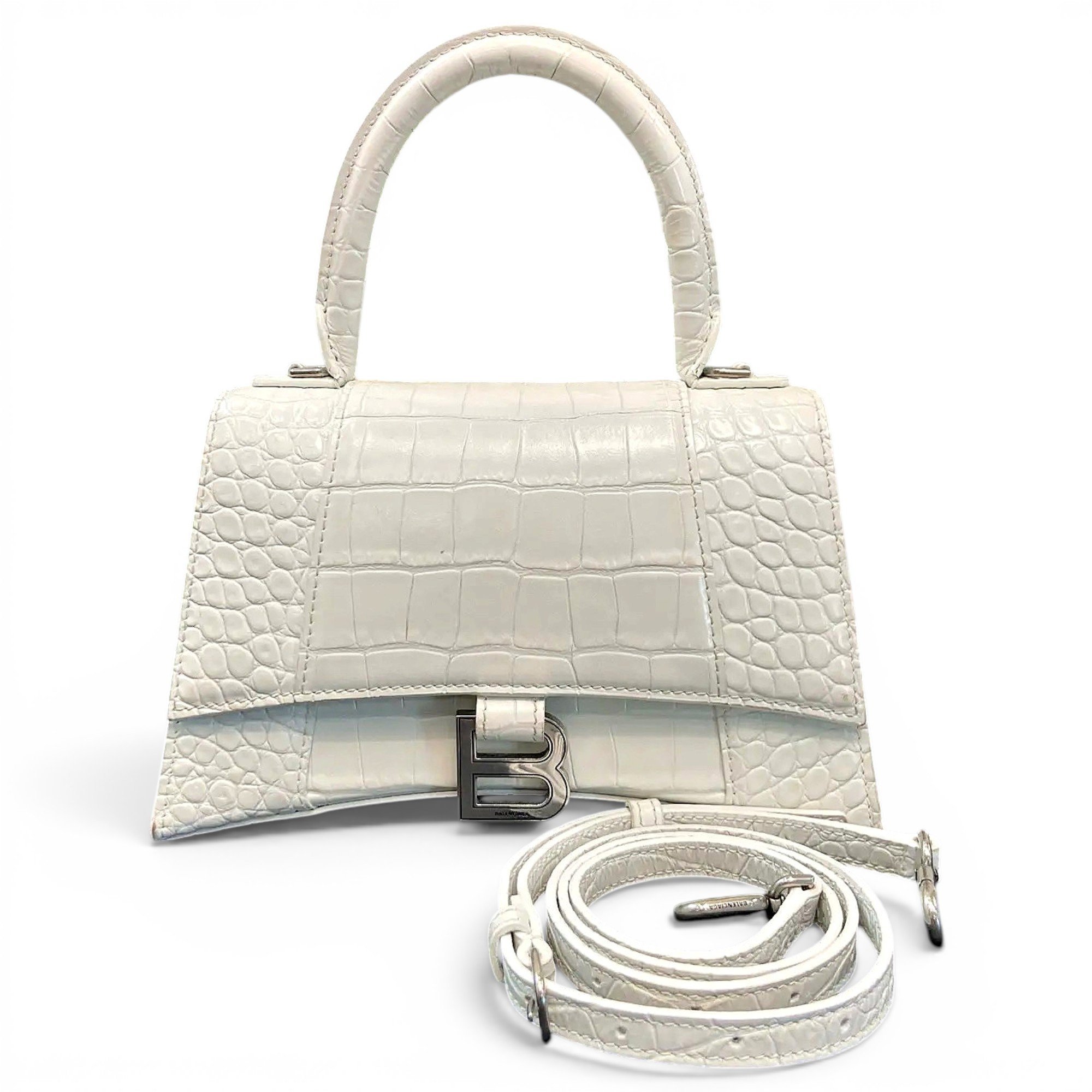 Hourglass leather handbag