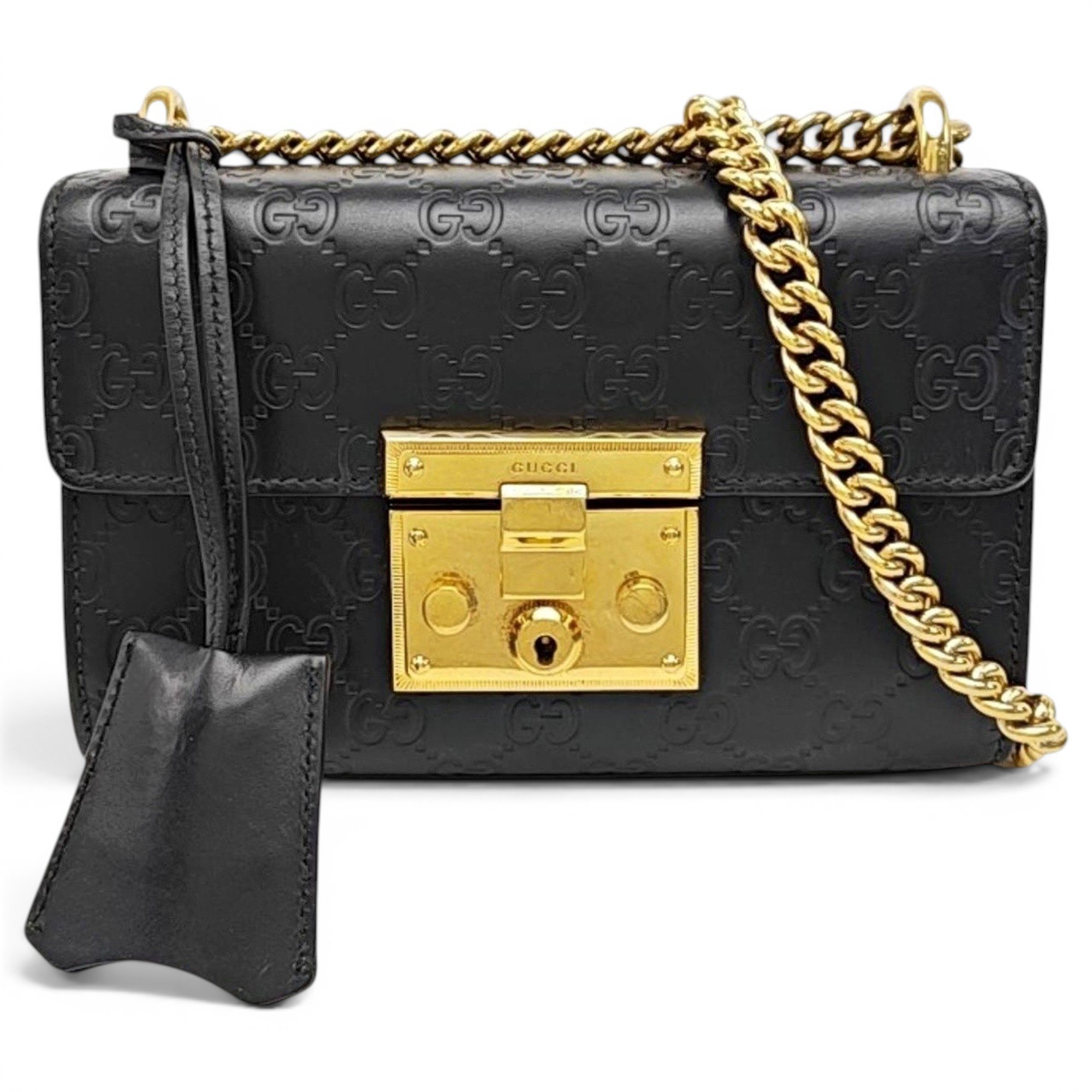 Padlock leather handbag