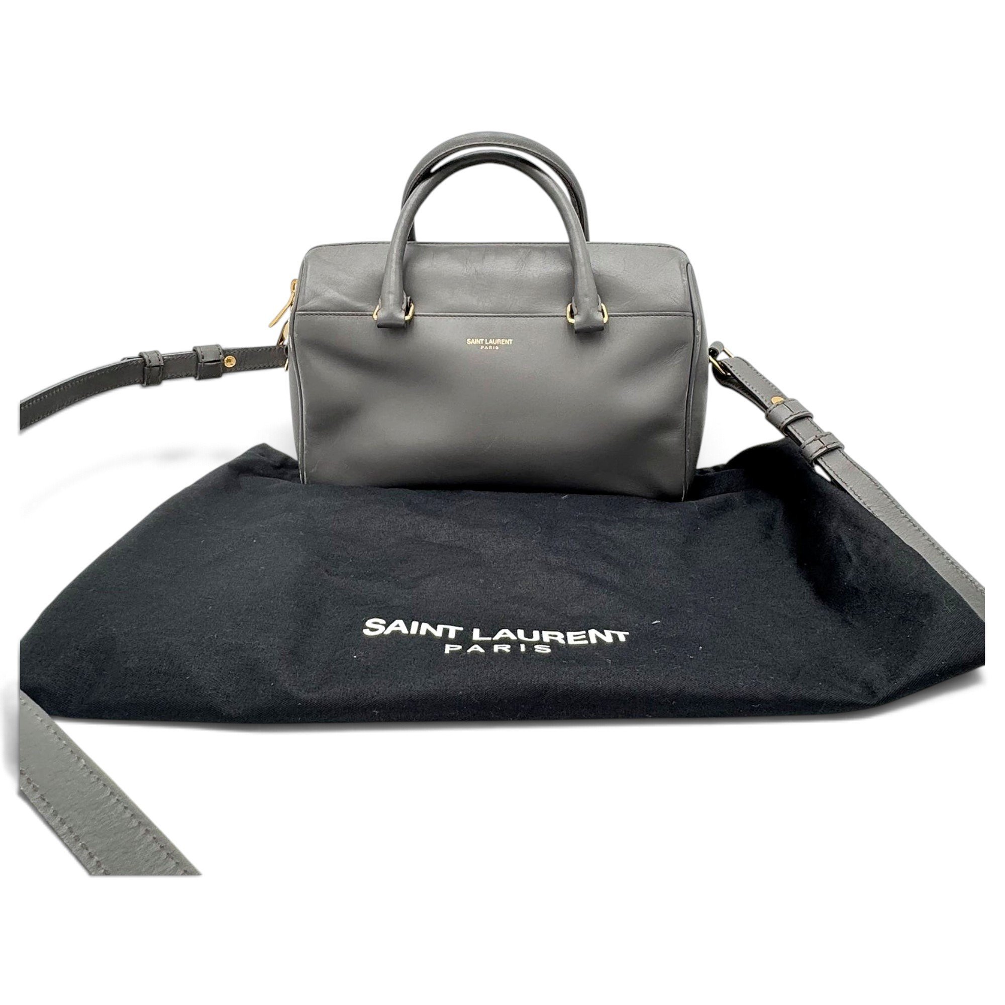 Duffle leather handbag