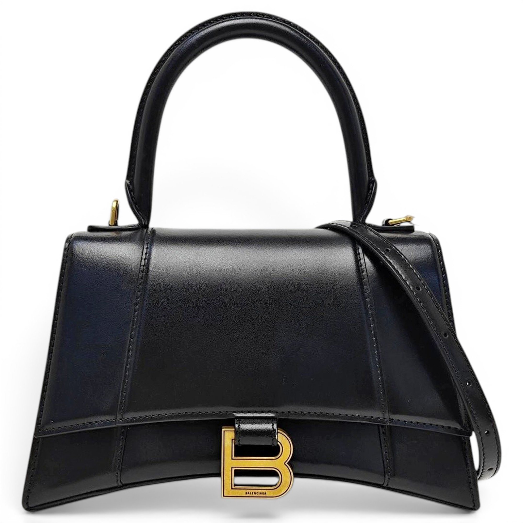 Hourglass leather handbag