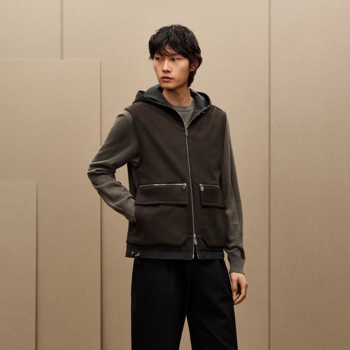 Taupe Reversible Hooded Vest