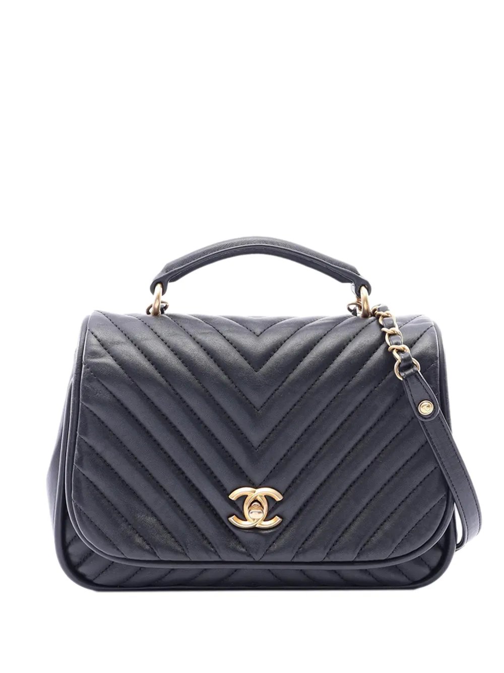 2017-2018 Medium CC Chevron Lambskin Chain Top Handle Flap satchel