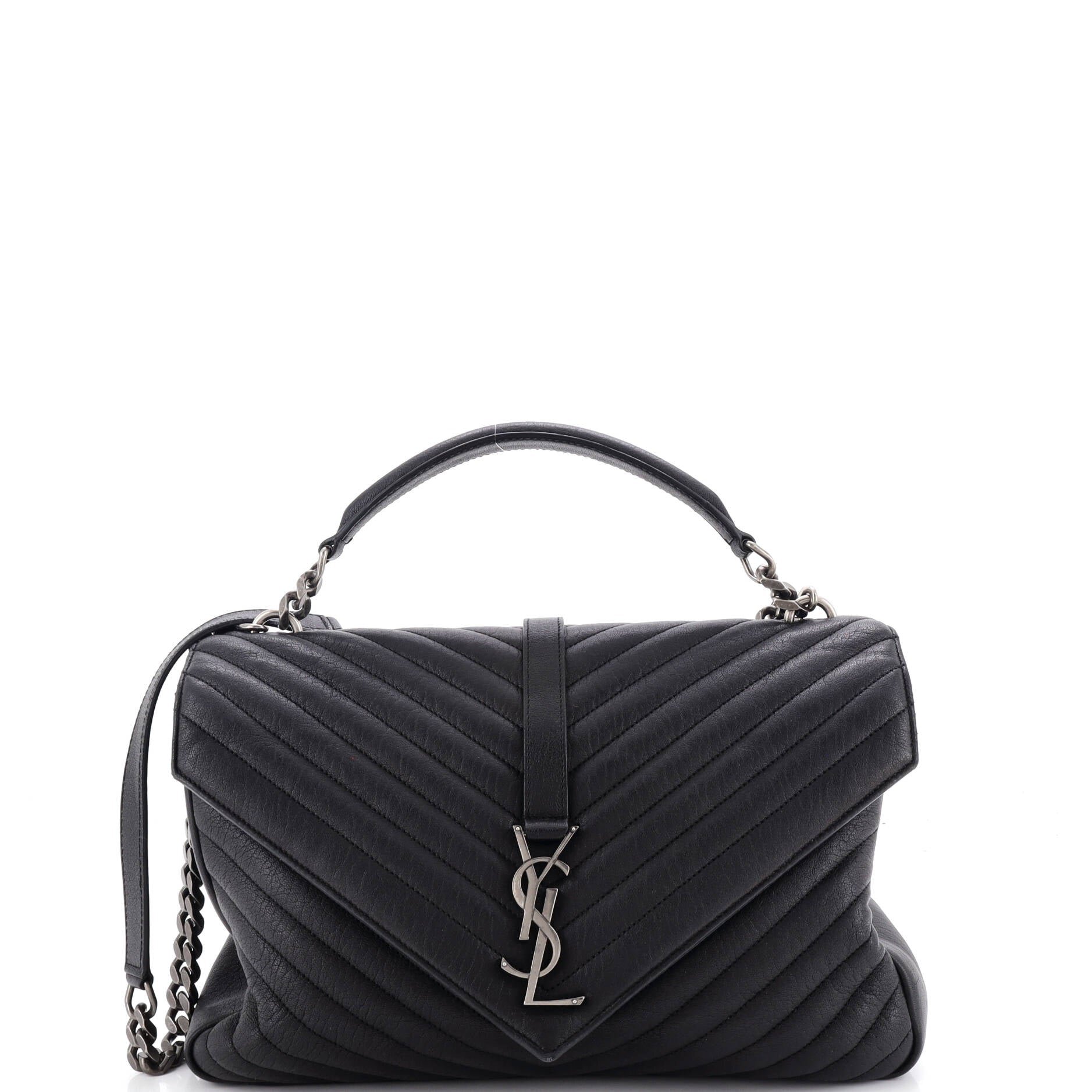 Classic Monogram College Bag Matelasse Chevron Leather Large