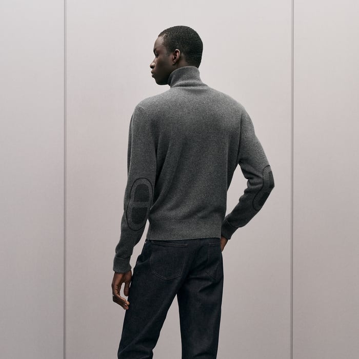 Anthracite "Maillon Chaine d'Ancre" Zipped Cashmere Jacket