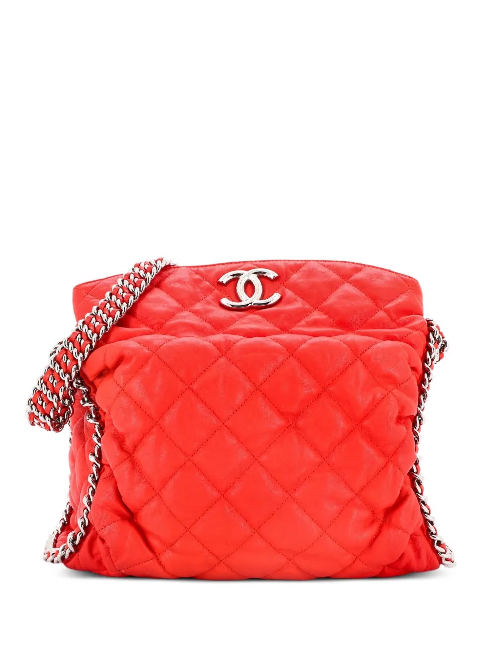 Chain Around Quilted Washed Lambskin hobo bag