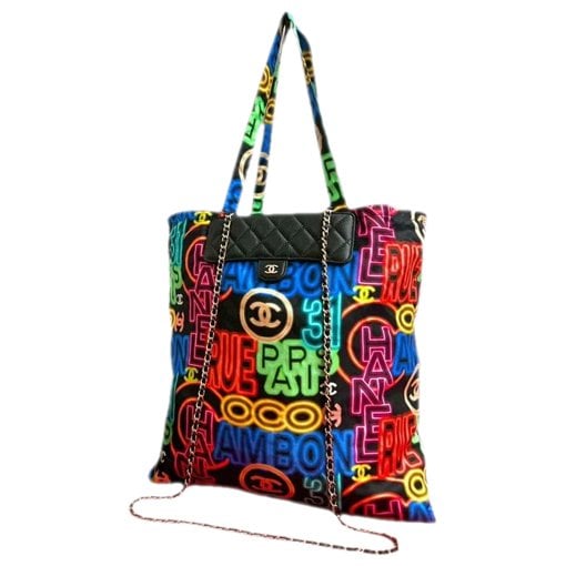 Graffiti leather tote