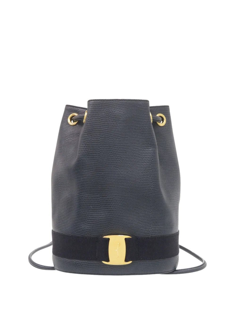 1990-2000 Lizard Embossed Leather Vara Bow Drawstring backpack