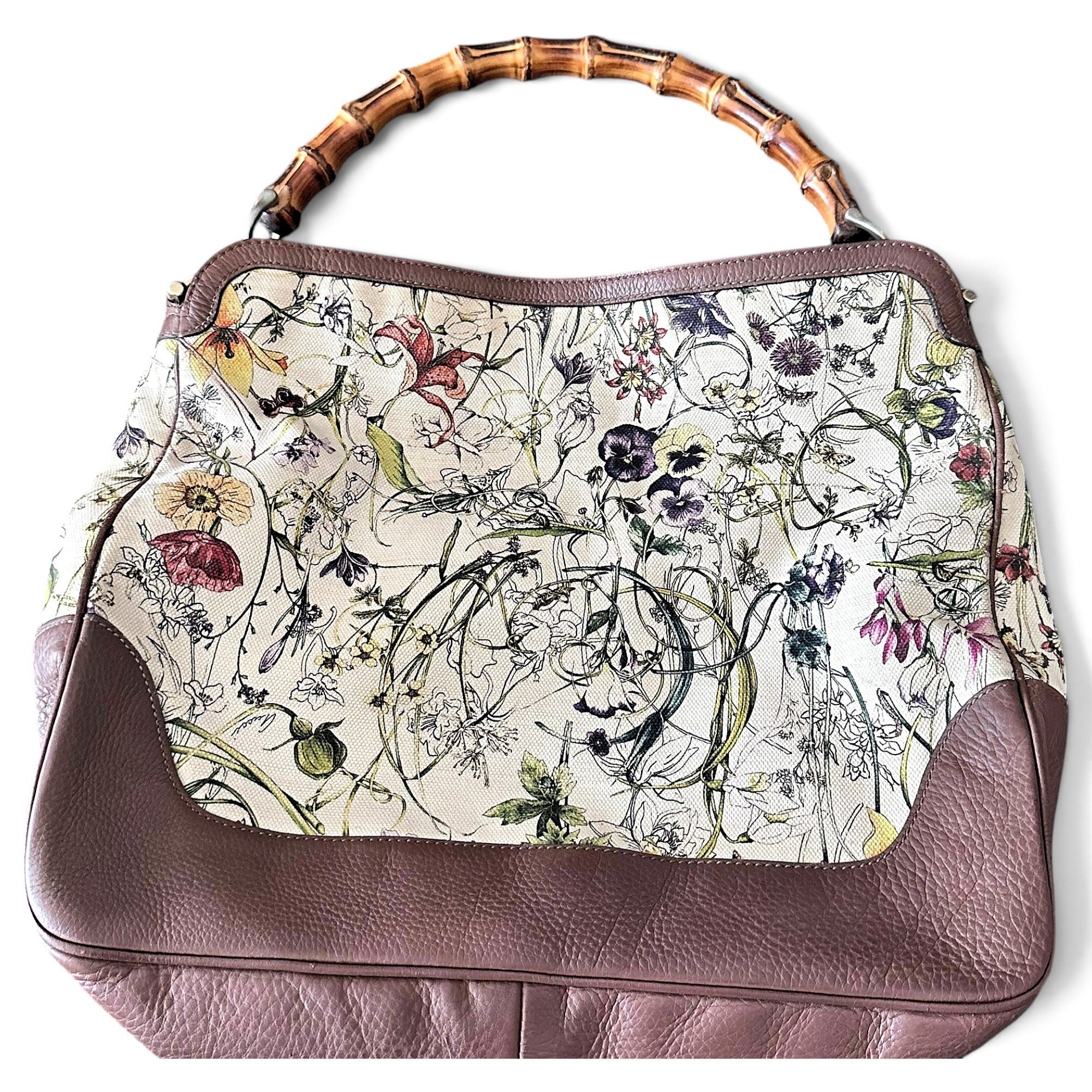 Bamboo Top Handle leather handbag