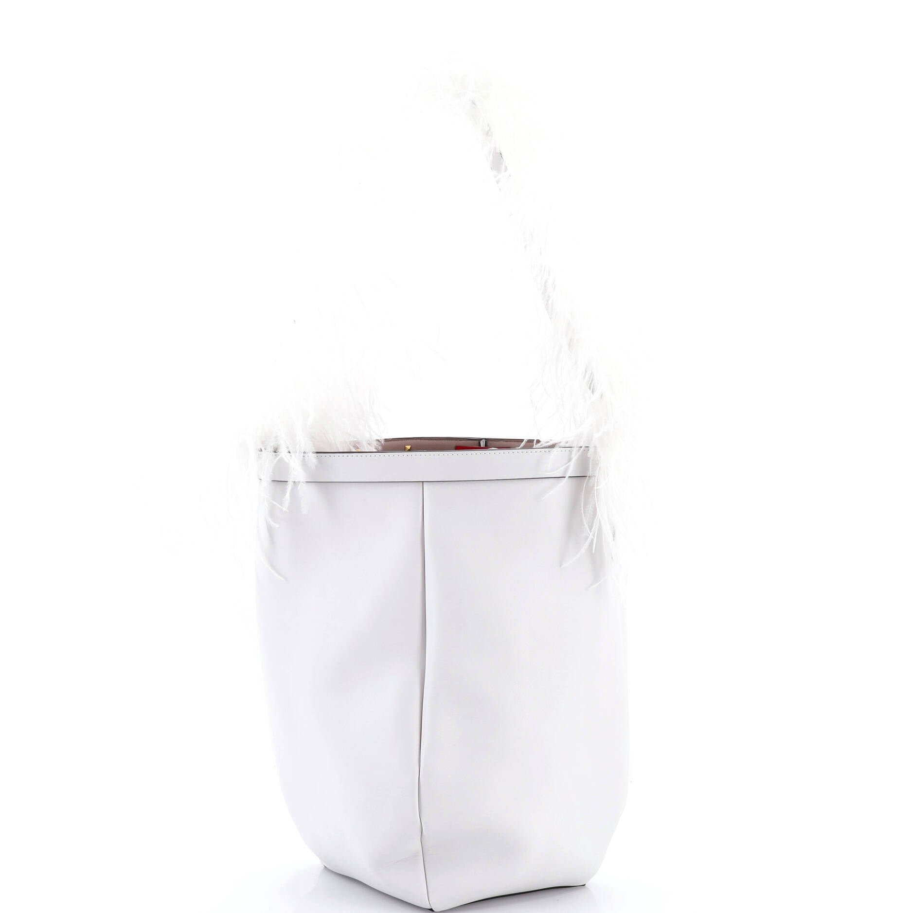 Valentino Garavani By Your Side Bucket Bag Leather with Feathers Medium