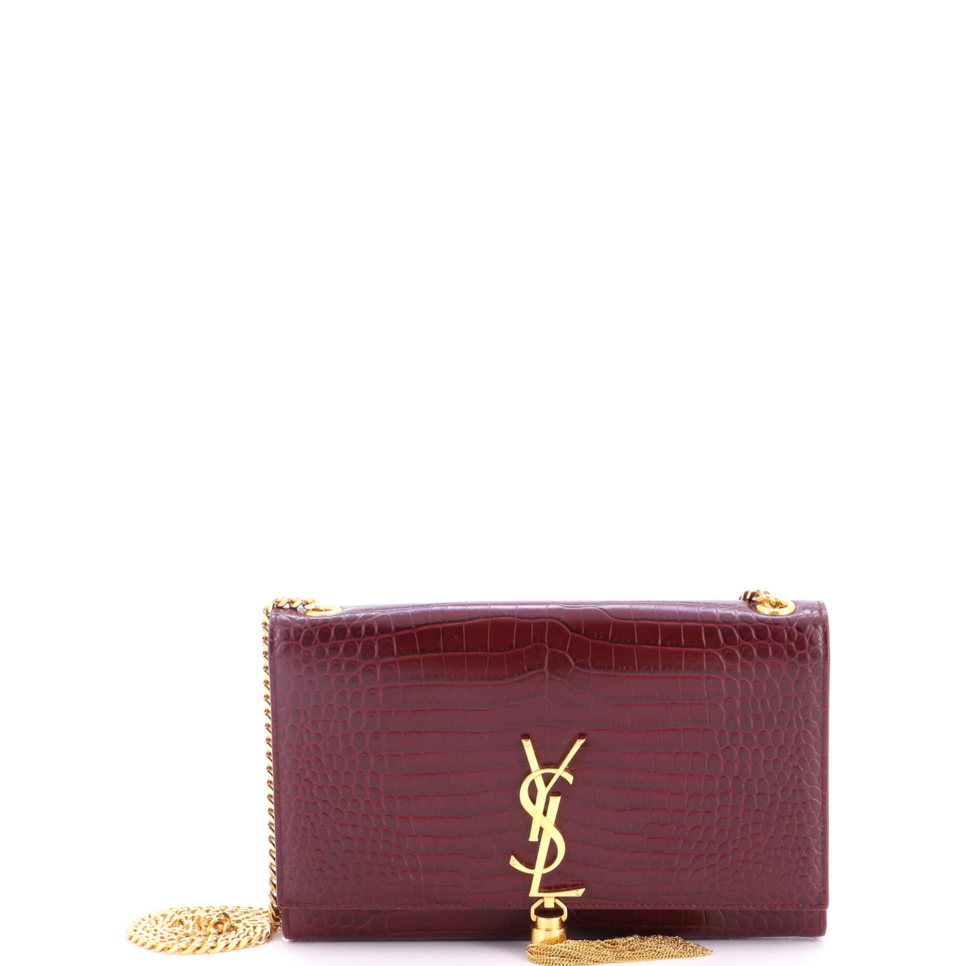 Classic Monogram Tassel Crossbody Bag Crocodile Embossed Leather Medium