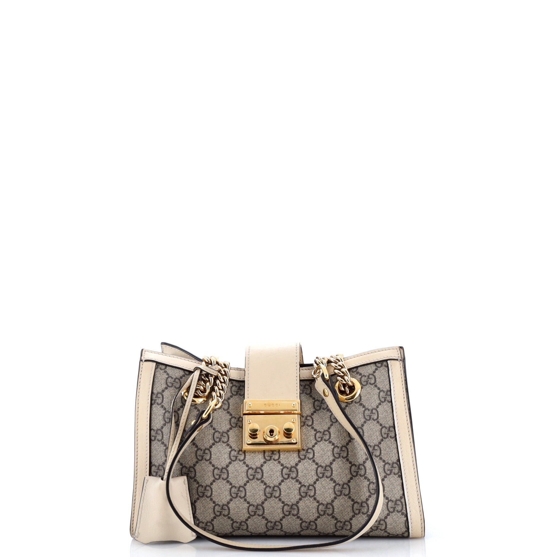 Padlock Chain Tote GG Coated Canvas with Leather Small