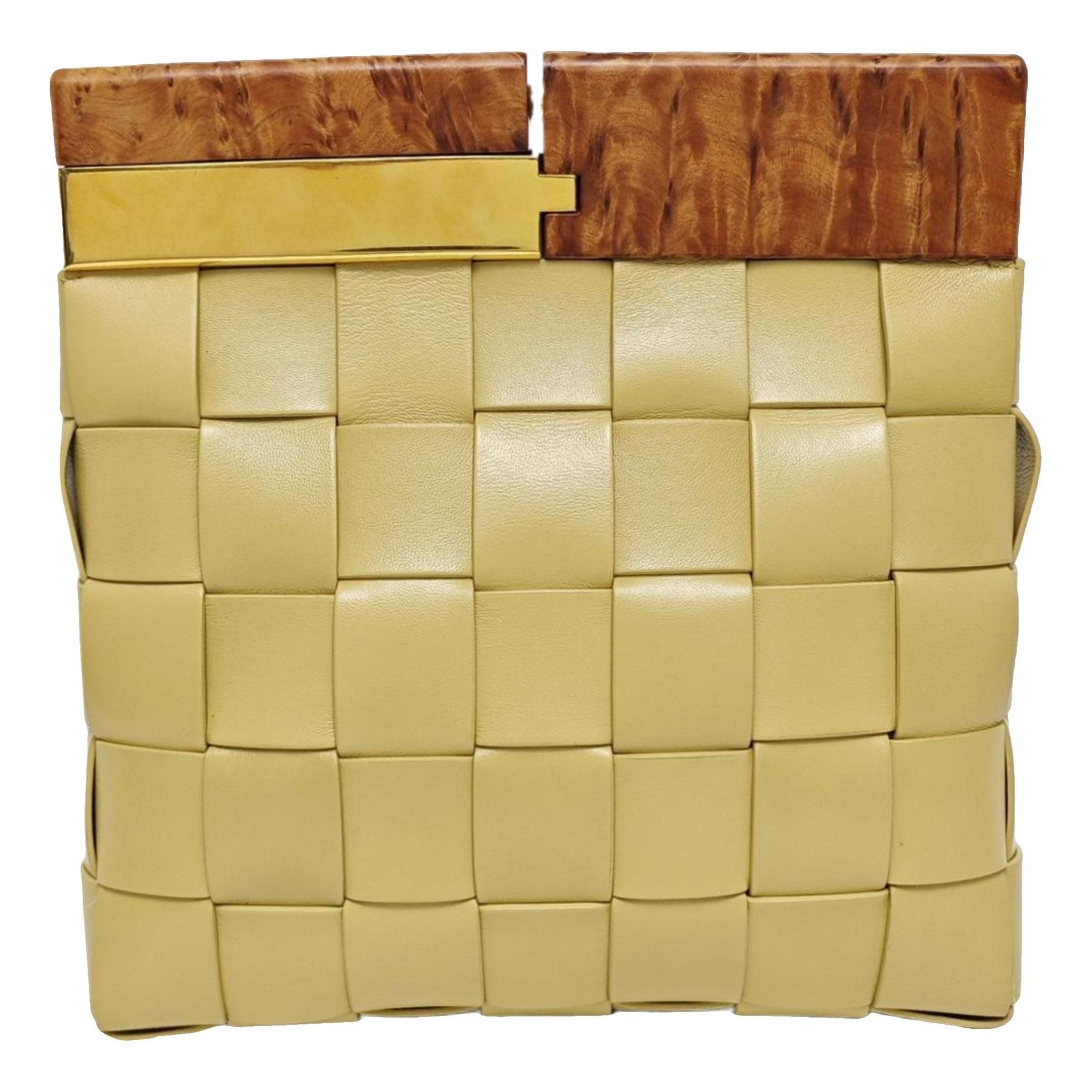 Snap leather clutch bag