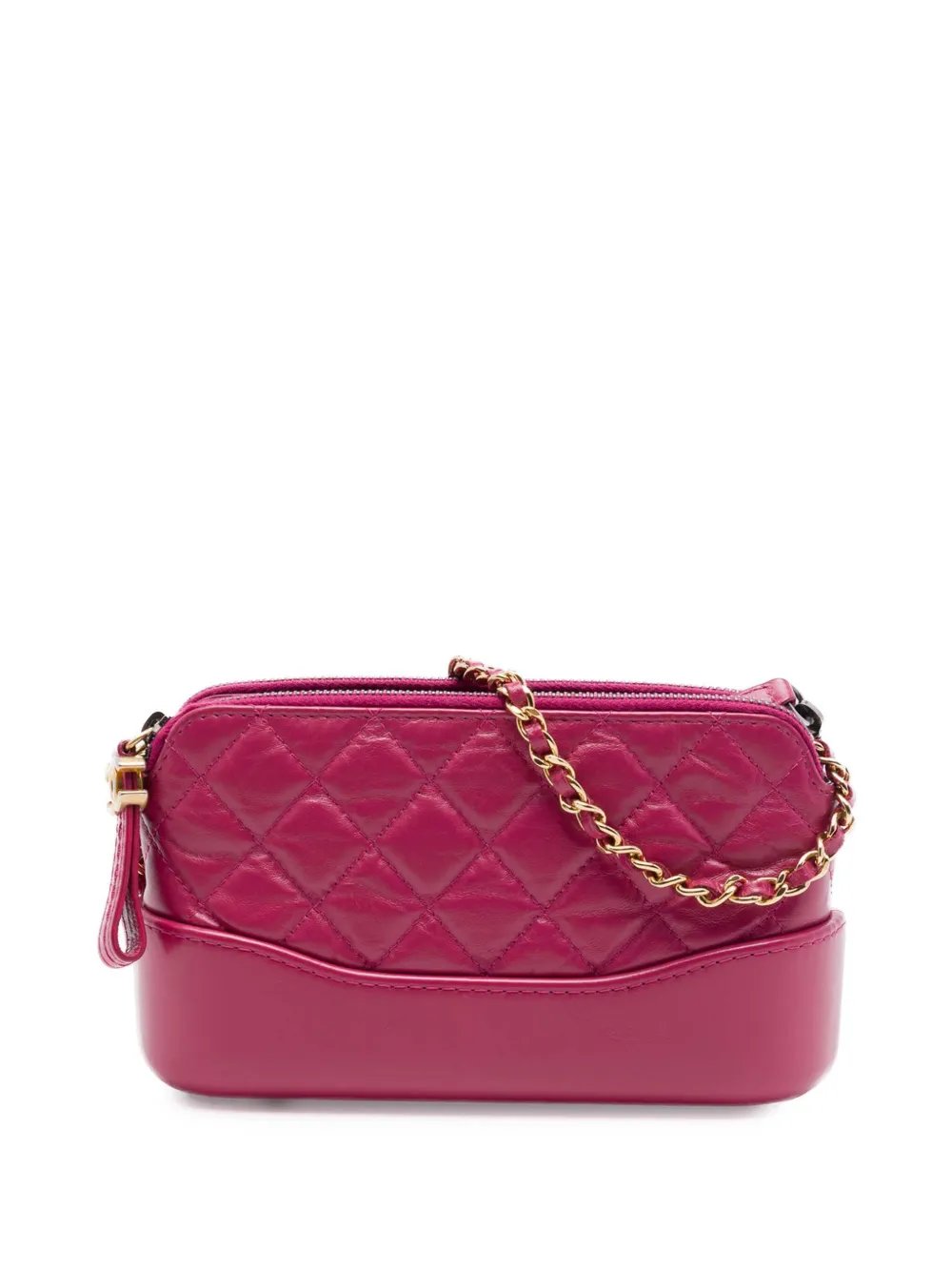 2018-2019 Quilted Aged Calfskin Gabrielle Double Zip Clutch with Chain crossbody bag
