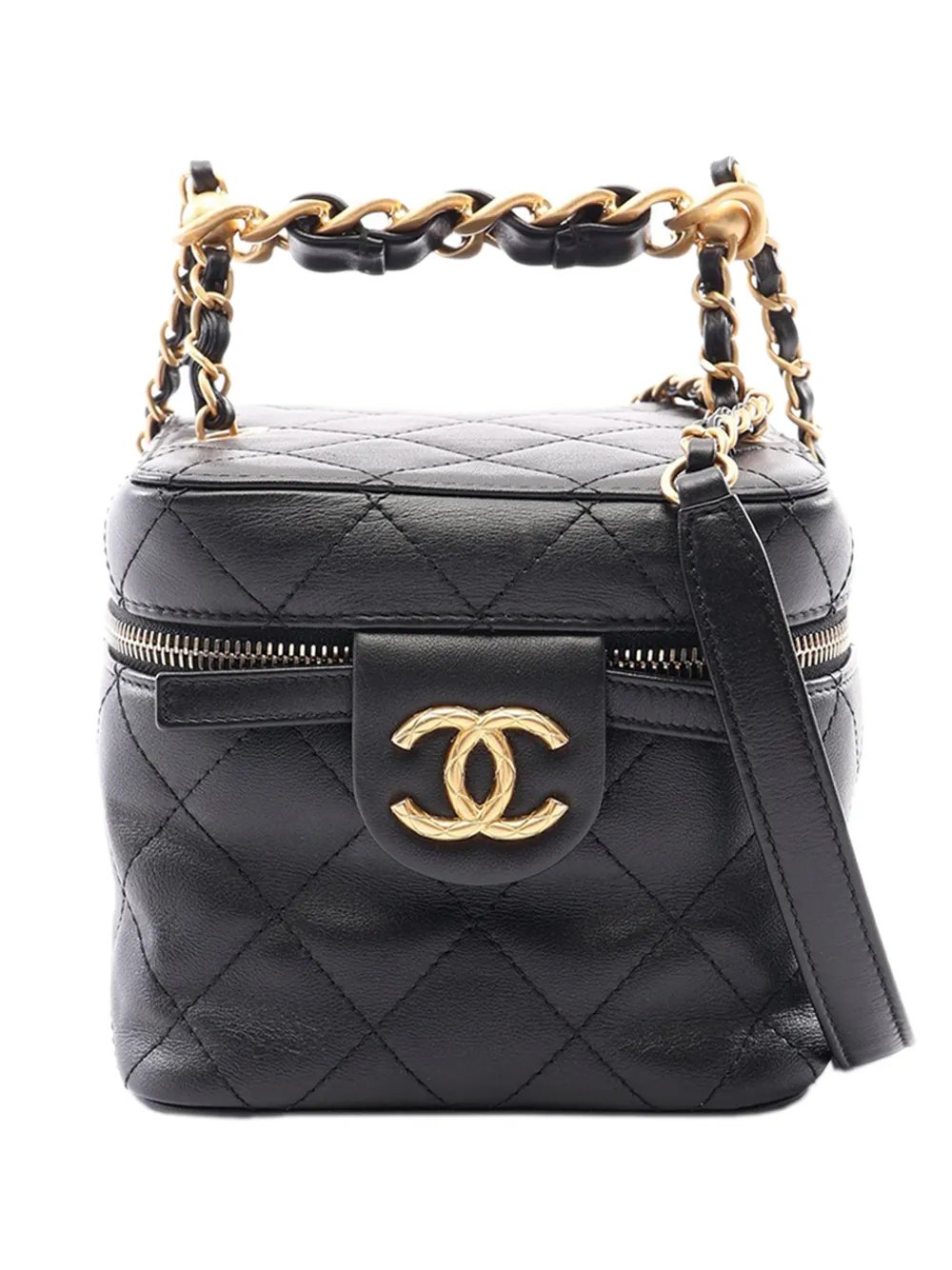 2021-2026 CC Quilted Calfskin Vanity Case with Chain satchel